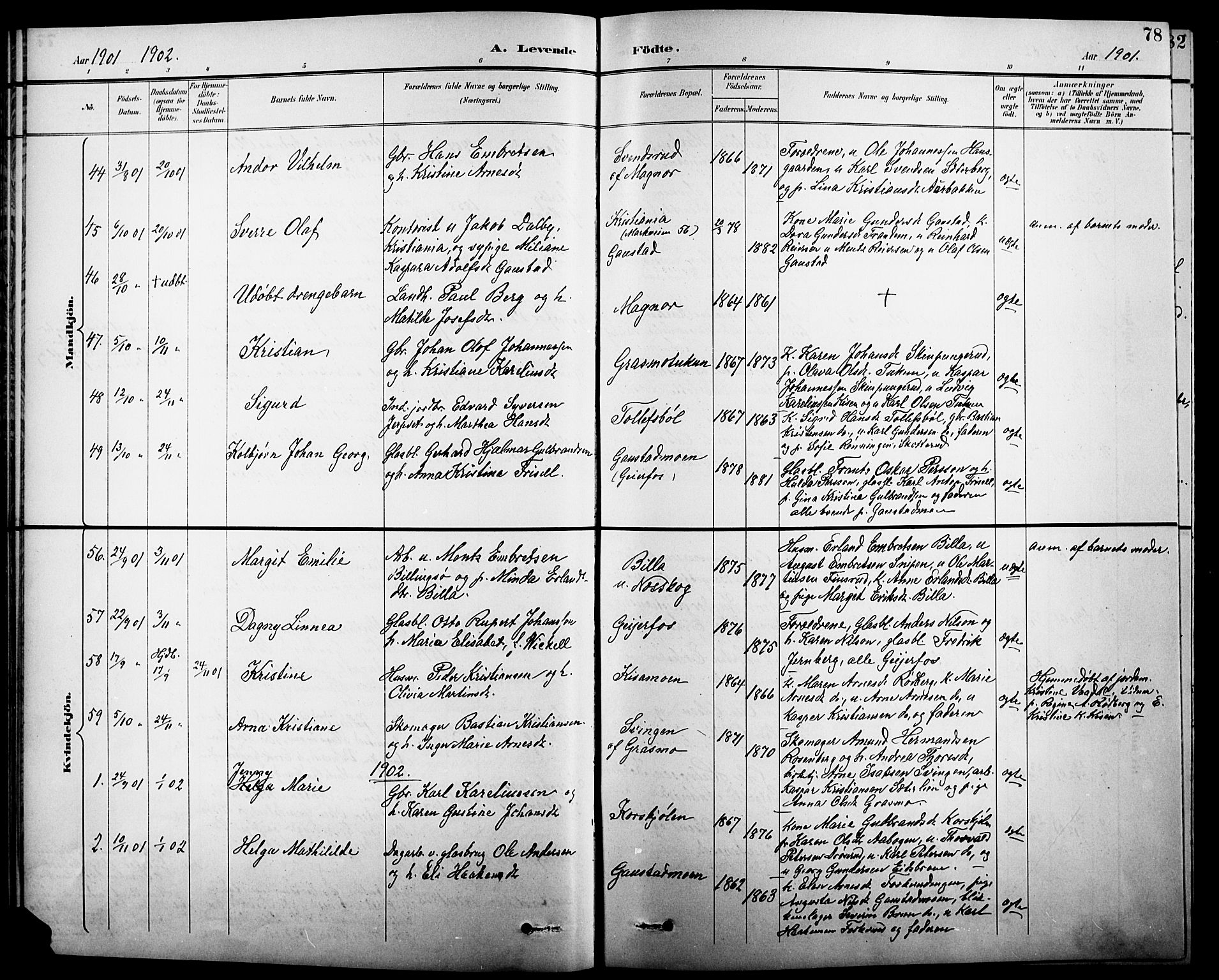 Eidskog prestekontor, AV/SAH-PREST-026/H/Ha/Hab/L0001: Klokkerbok nr. 1, 1895-1917, s. 78