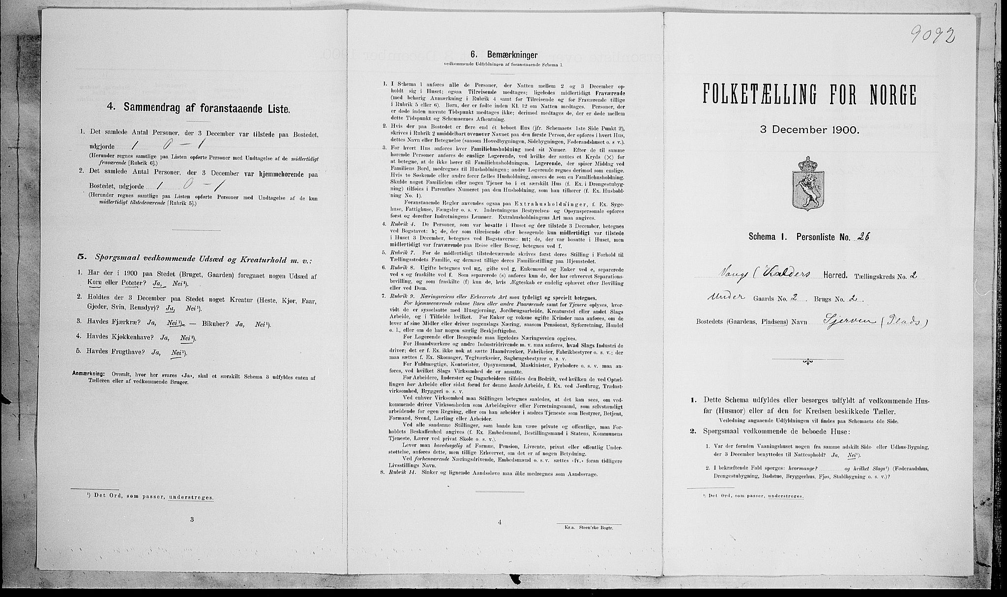 SAH, Folketelling 1900 for 0545 Vang herred, 1900, s. 121