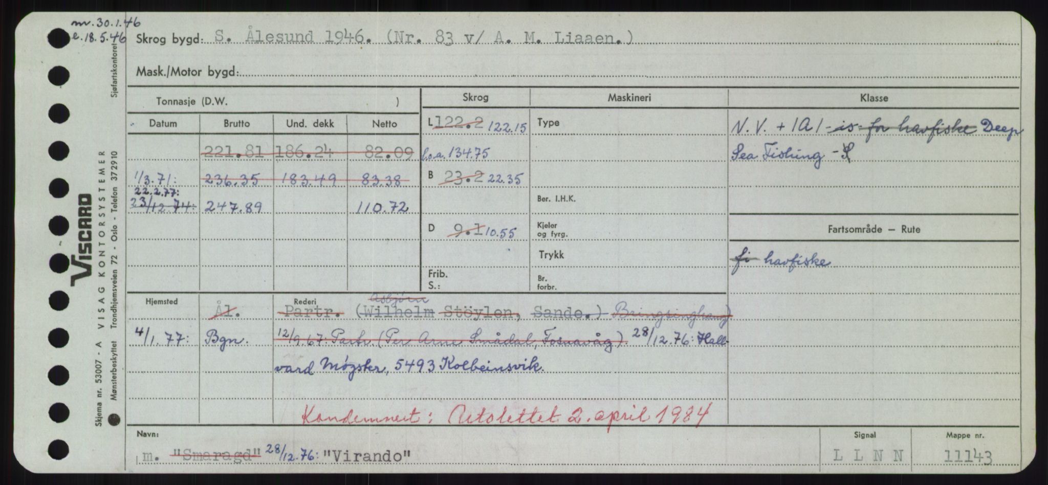 Sjøfartsdirektoratet med forløpere, Skipsmålingen, AV/RA-S-1627/H/Hd/L0042: Fartøy, Vi-We, s. 45