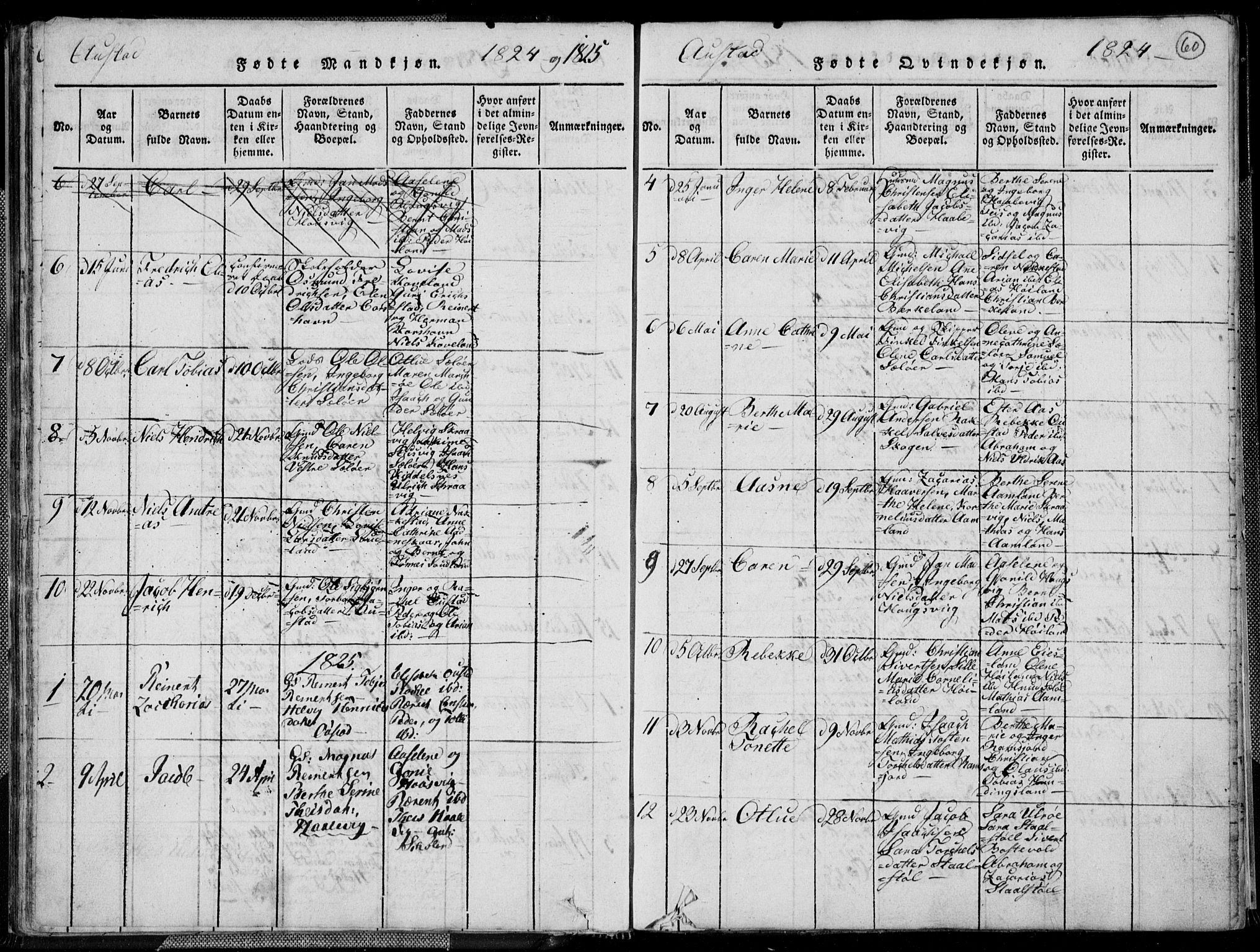 Lyngdal sokneprestkontor, AV/SAK-1111-0029/F/Fa/Fac/L0006: Ministerialbok nr. A 6, 1815-1825, s. 60
