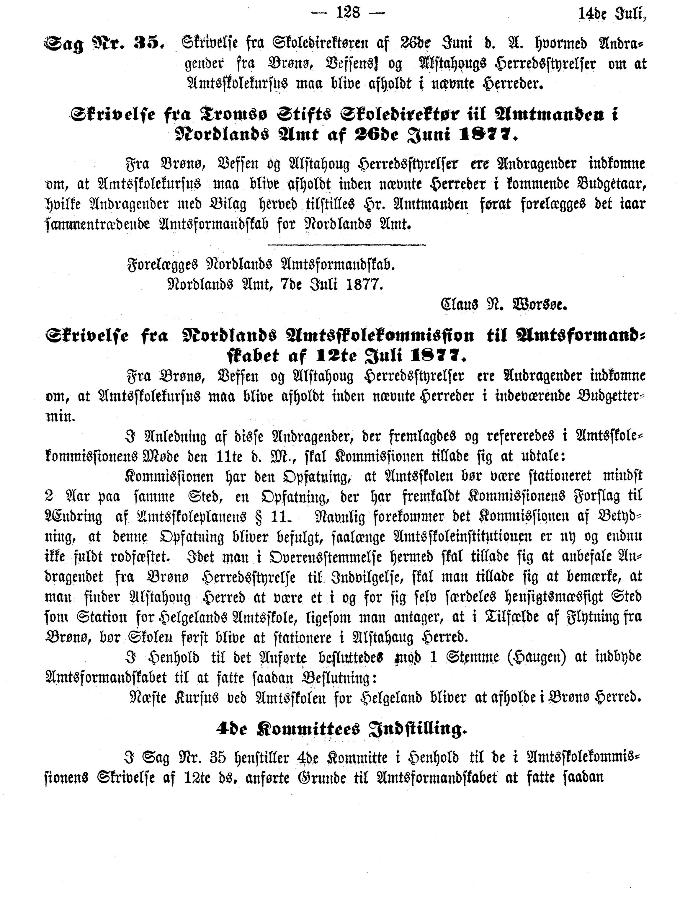 Nordland Fylkeskommune. Fylkestinget, AIN/NFK-17/176/A/Ac/L0010: Fylkestingsforhandlinger 1874-1880, 1874-1880