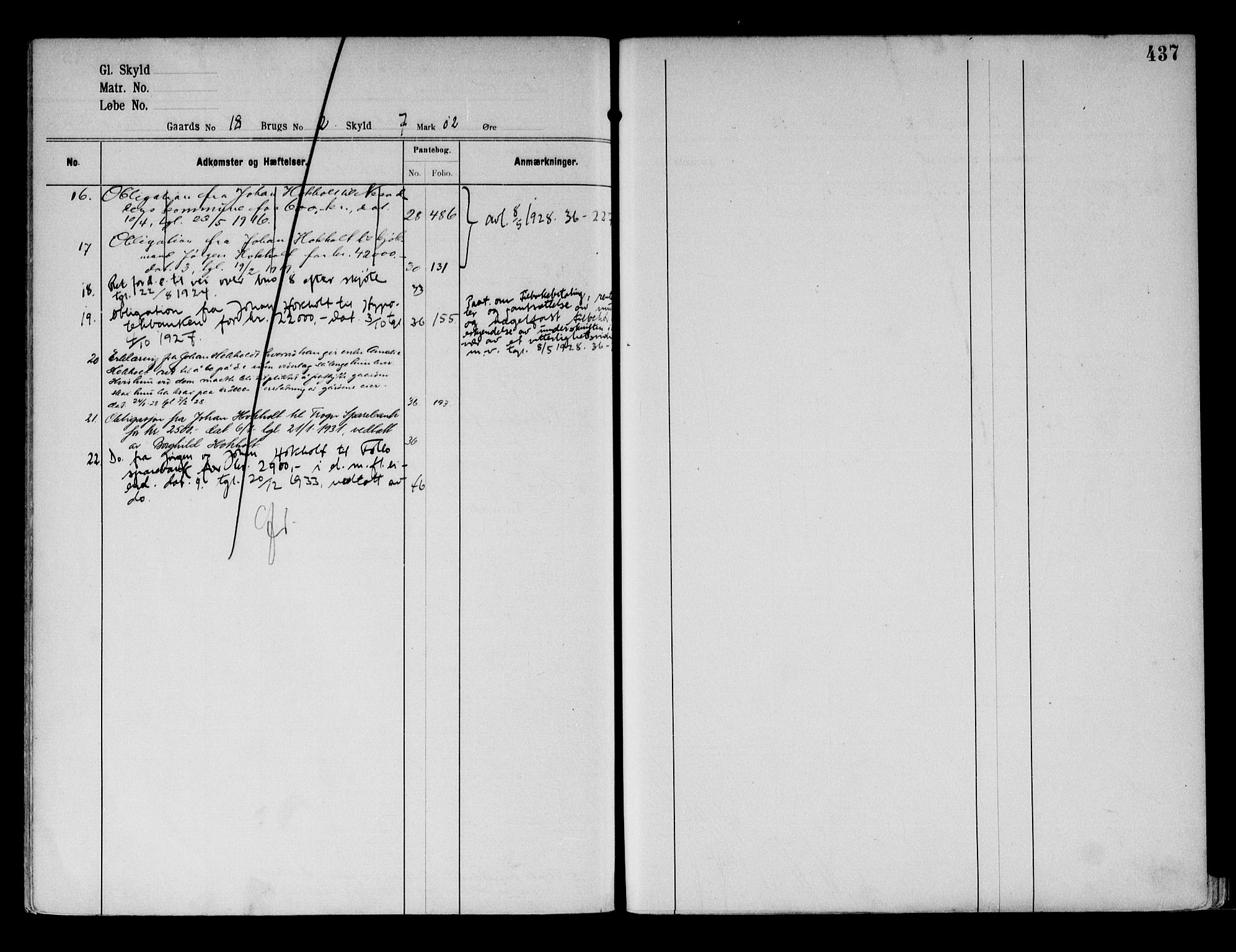 Follo sorenskriveri, SAO/A-10274/G/Gb/Gbd/L0001b: Panteregister nr. IV 1b, 1897-1938, s. 437