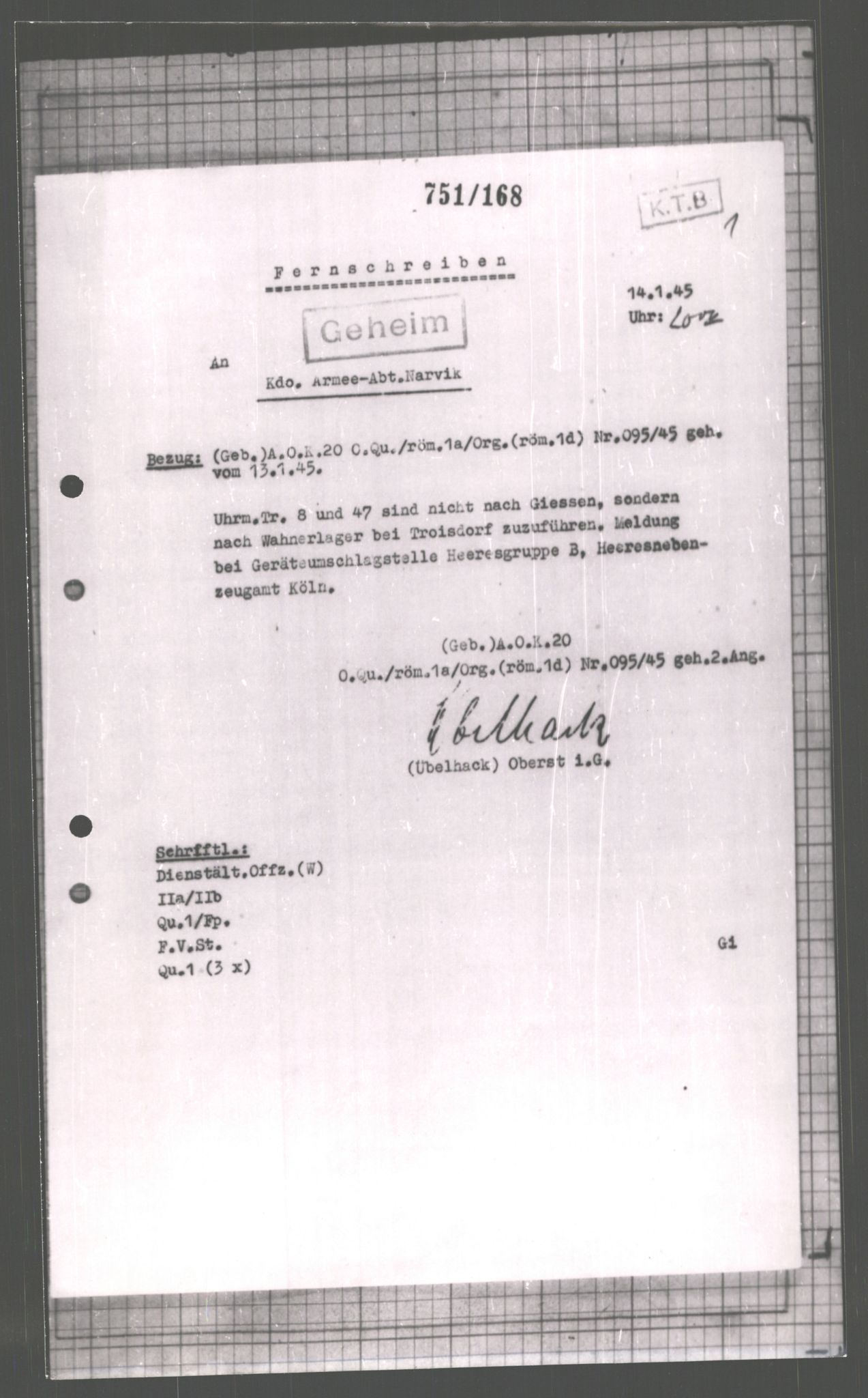 Forsvarets Overkommando. 2 kontor. Arkiv 11.4. Spredte tyske arkivsaker, AV/RA-RAFA-7031/D/Dar/Dara/L0002: Krigsdagbøker for 20. Gebirgs-Armee-Oberkommando (AOK 20), 1945, s. 34