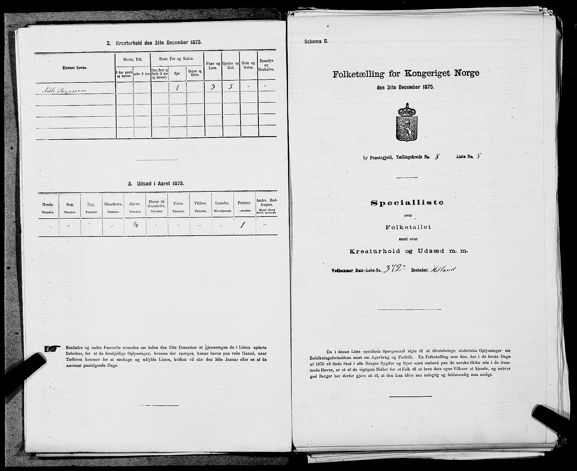 SAST, Folketelling 1875 for 1121P Lye prestegjeld, 1875, s. 932