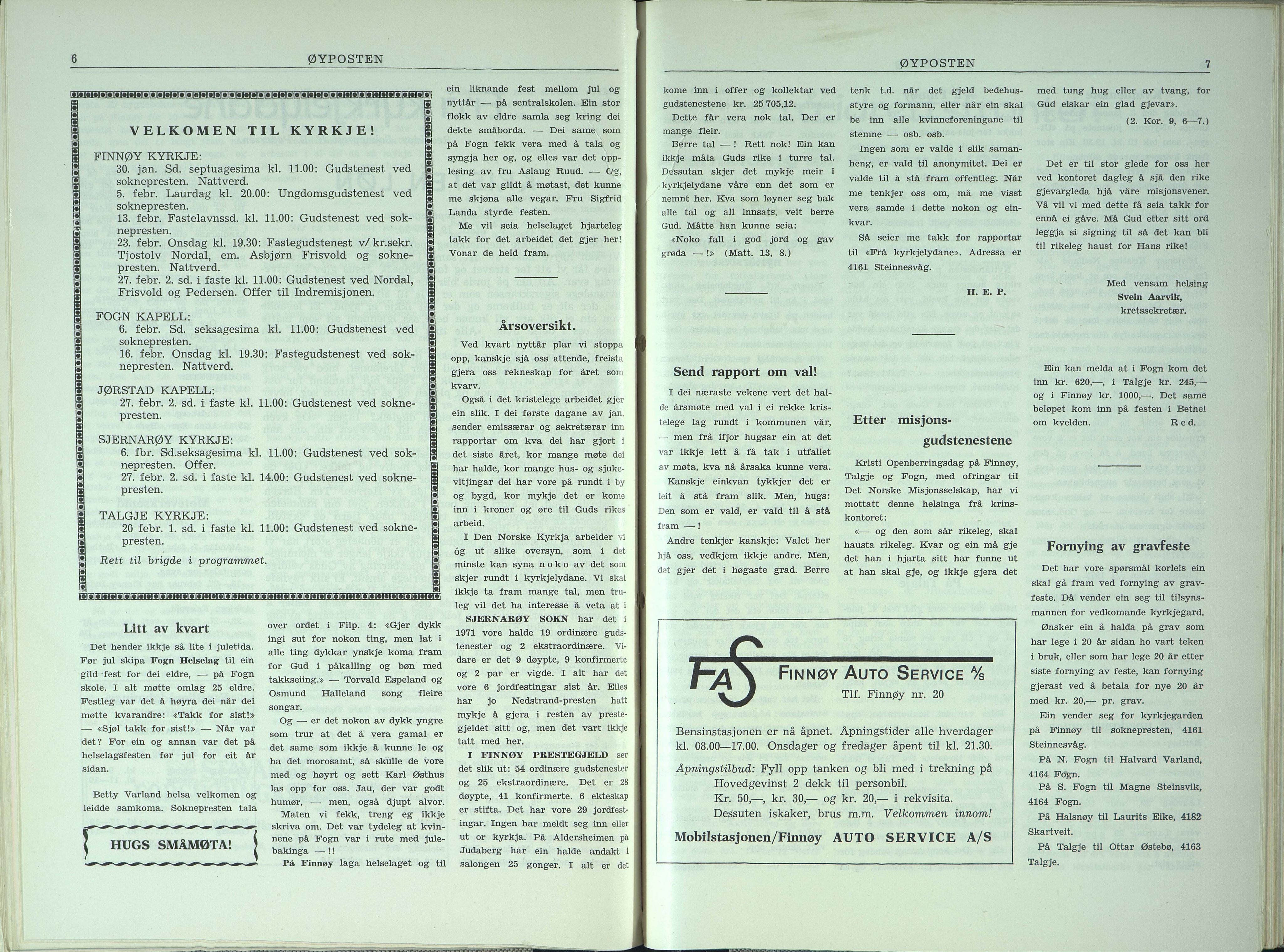 , Finnøy kommune, Øyposten, 1972, 1972