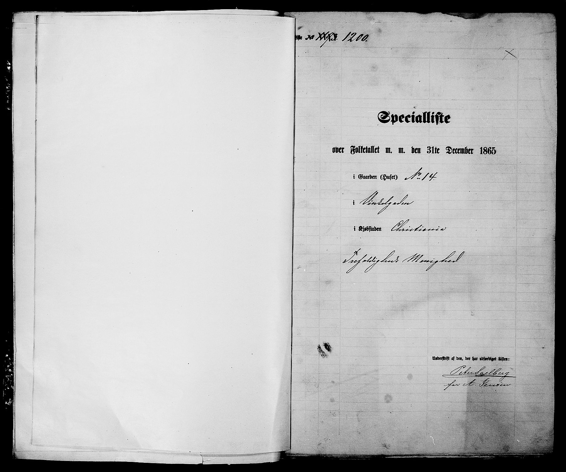 RA, Folketelling 1865 for 0301 Kristiania kjøpstad, 1865, s. 2708