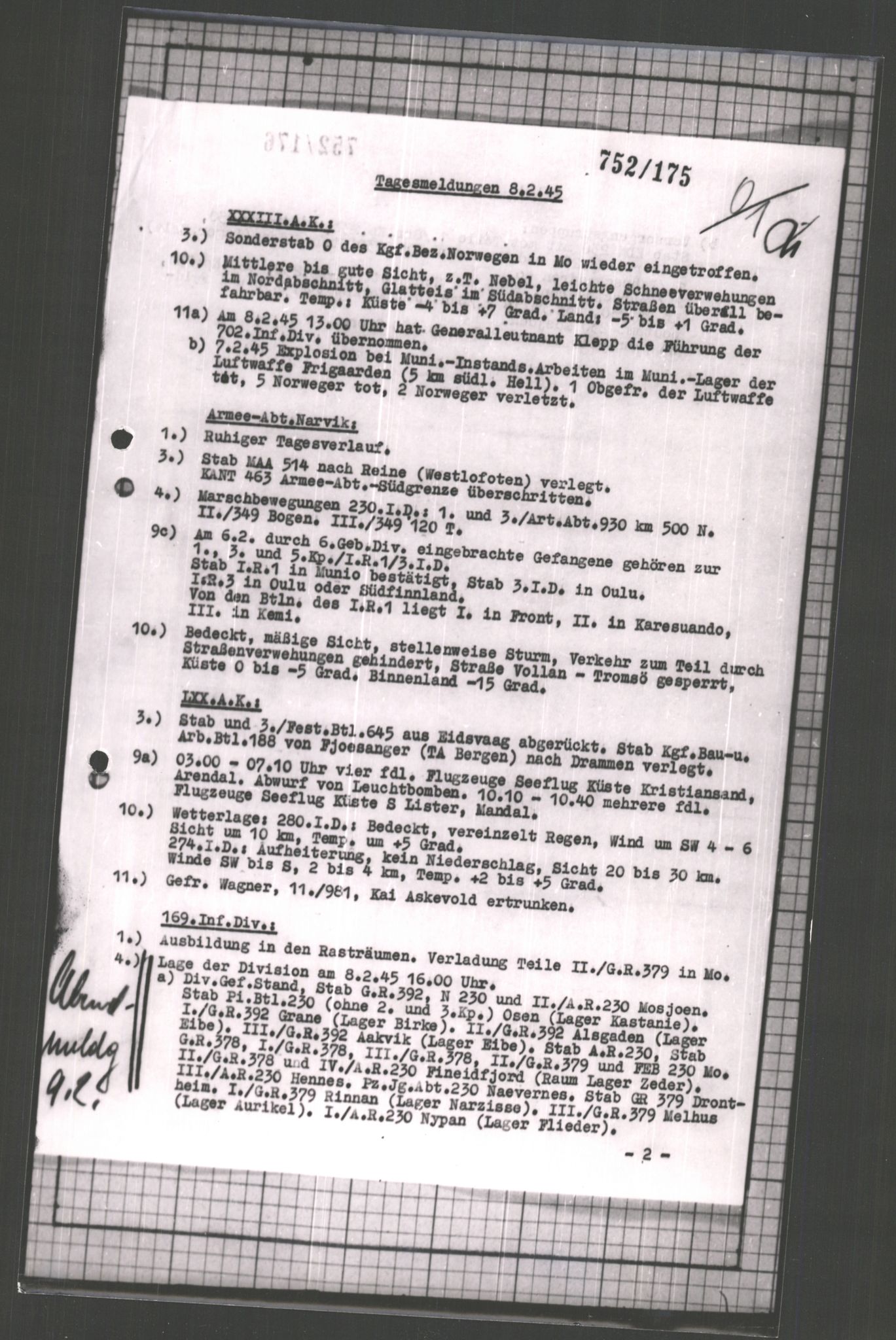 Forsvarets Overkommando. 2 kontor. Arkiv 11.4. Spredte tyske arkivsaker, AV/RA-RAFA-7031/D/Dar/Dara/L0002: Krigsdagbøker for 20. Gebirgs-Armee-Oberkommando (AOK 20), 1945, s. 717