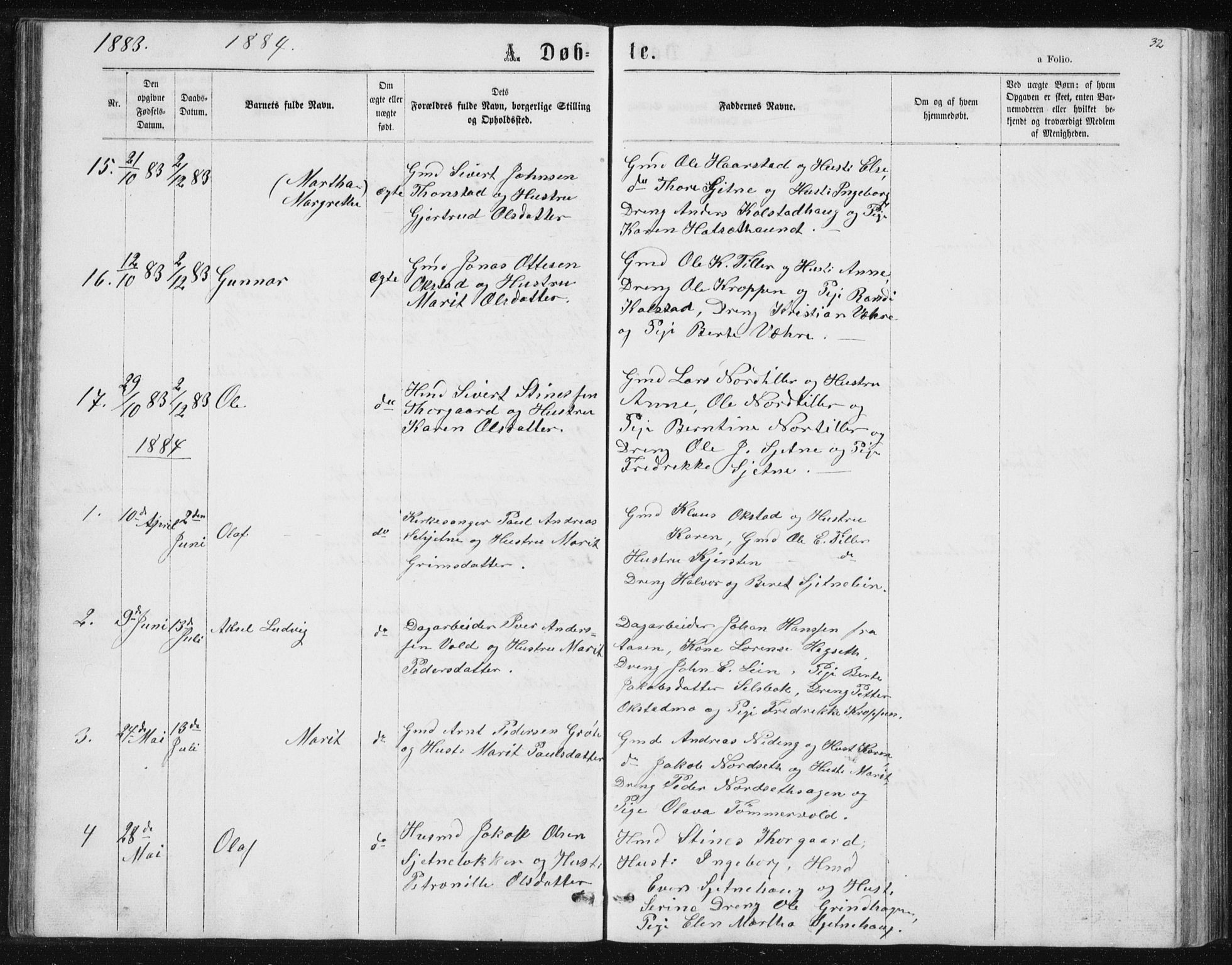 Ministerialprotokoller, klokkerbøker og fødselsregistre - Sør-Trøndelag, AV/SAT-A-1456/621/L0459: Klokkerbok nr. 621C02, 1866-1895, s. 32