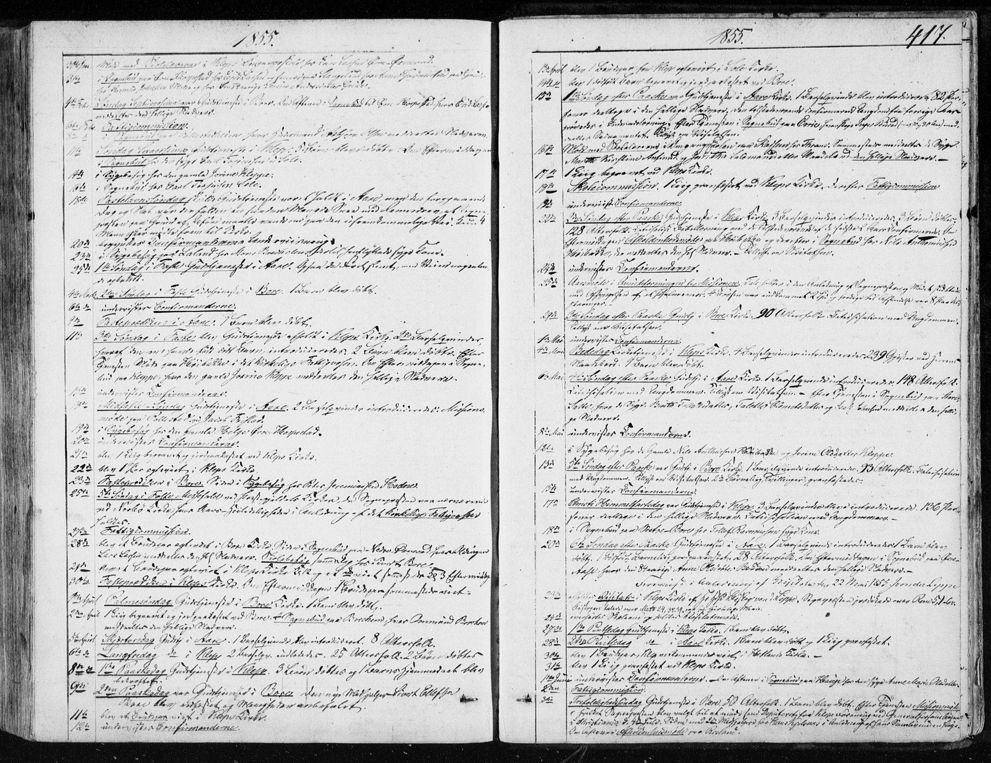 Klepp sokneprestkontor, AV/SAST-A-101803/001/3/30BA/L0005: Ministerialbok nr. A 5, 1853-1870, s. 417