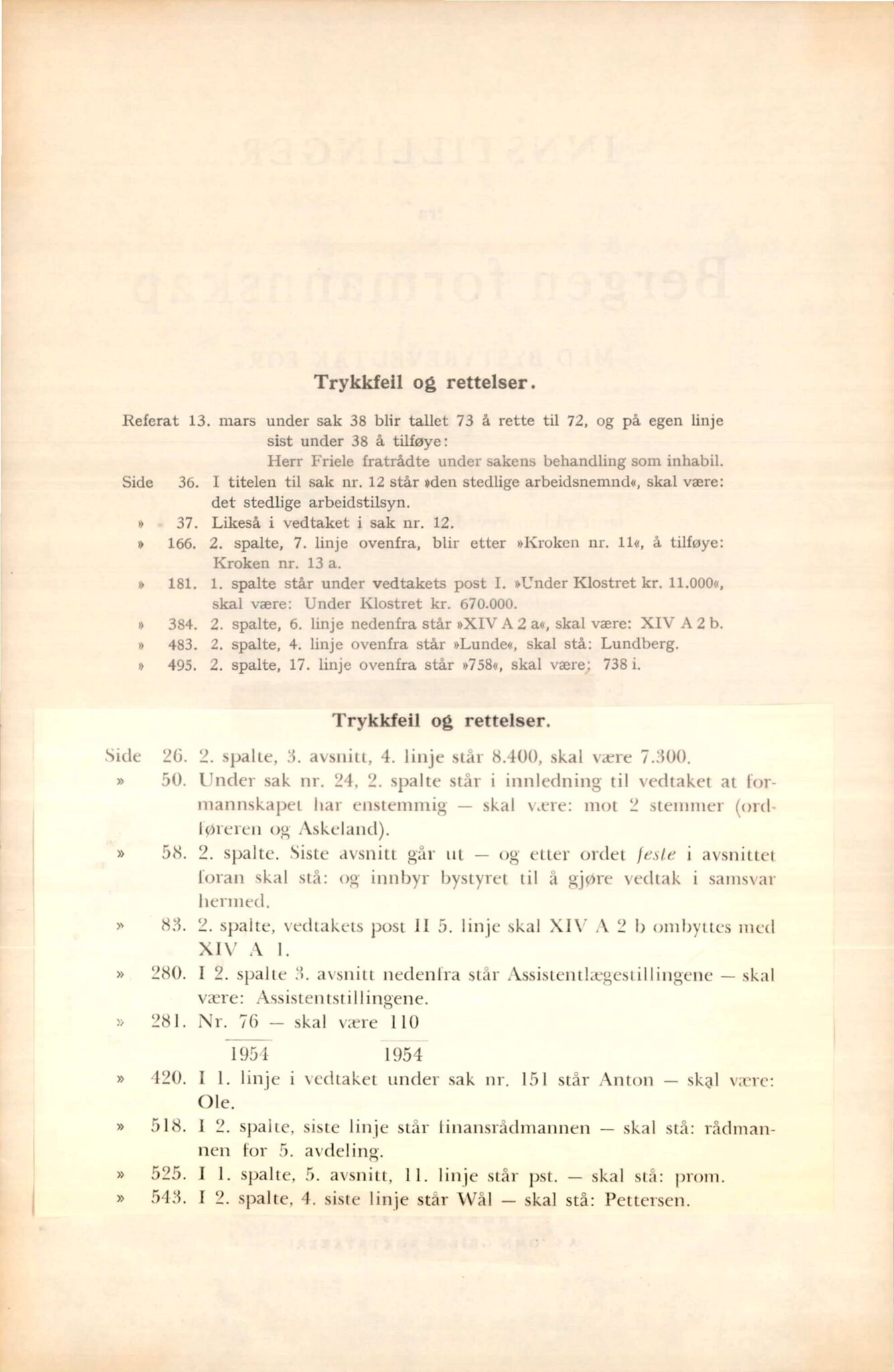 Bergen kommune. Formannskapet, BBA/A-0003/Ad/L0160: Bergens Kommuneforhandlinger, bind I, 1950