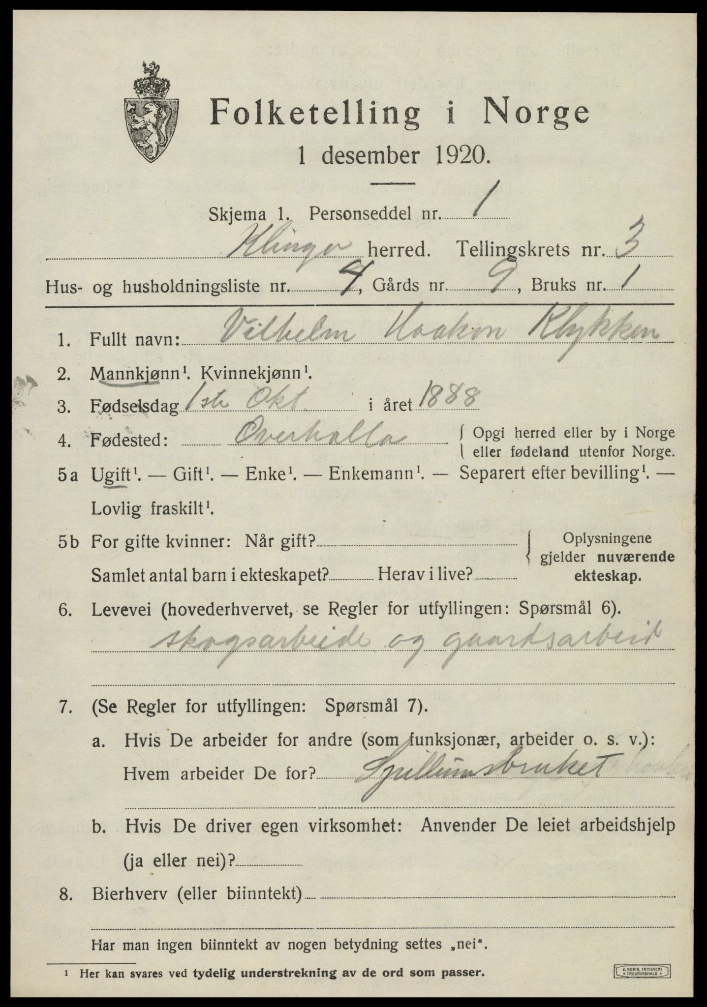 SAT, Folketelling 1920 for 1746 Klinga herred, 1920, s. 2109