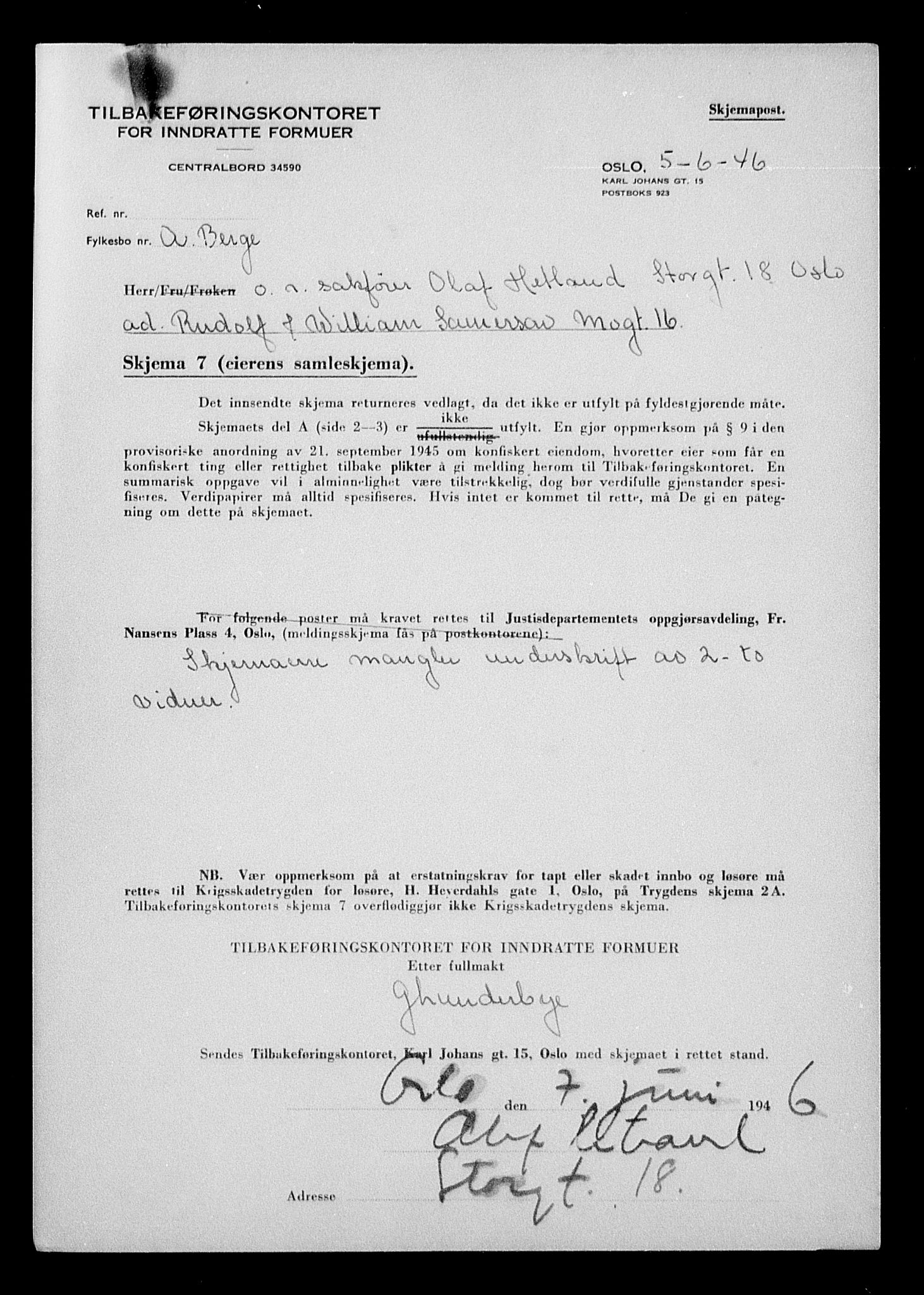 Justisdepartementet, Tilbakeføringskontoret for inndratte formuer, AV/RA-S-1564/H/Hc/Hcc/L0976: --, 1945-1947, s. 677