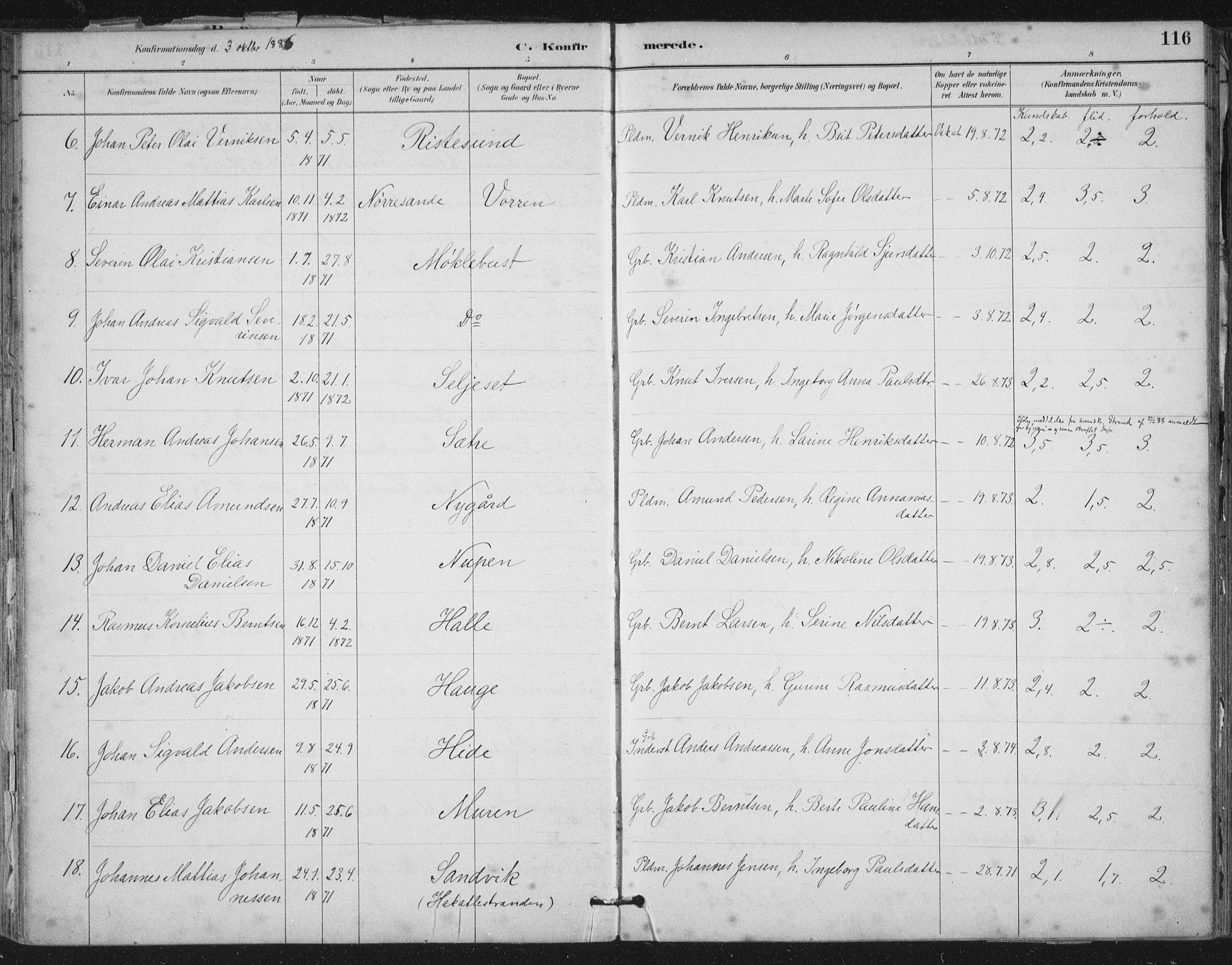 Ministerialprotokoller, klokkerbøker og fødselsregistre - Møre og Romsdal, AV/SAT-A-1454/503/L0037: Ministerialbok nr. 503A05, 1884-1900, s. 116