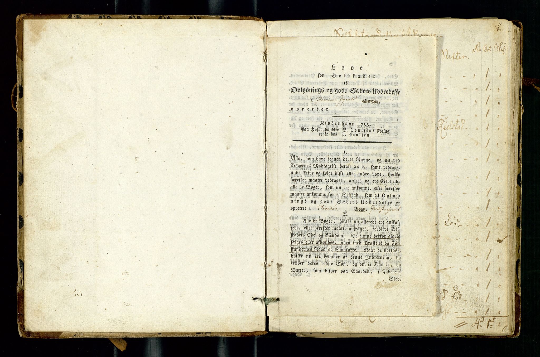 Pa 0440 - Finnøy Leseselskap, AV/SAST-A-100635/A/L0001: PROTOKOL, 1800-1843