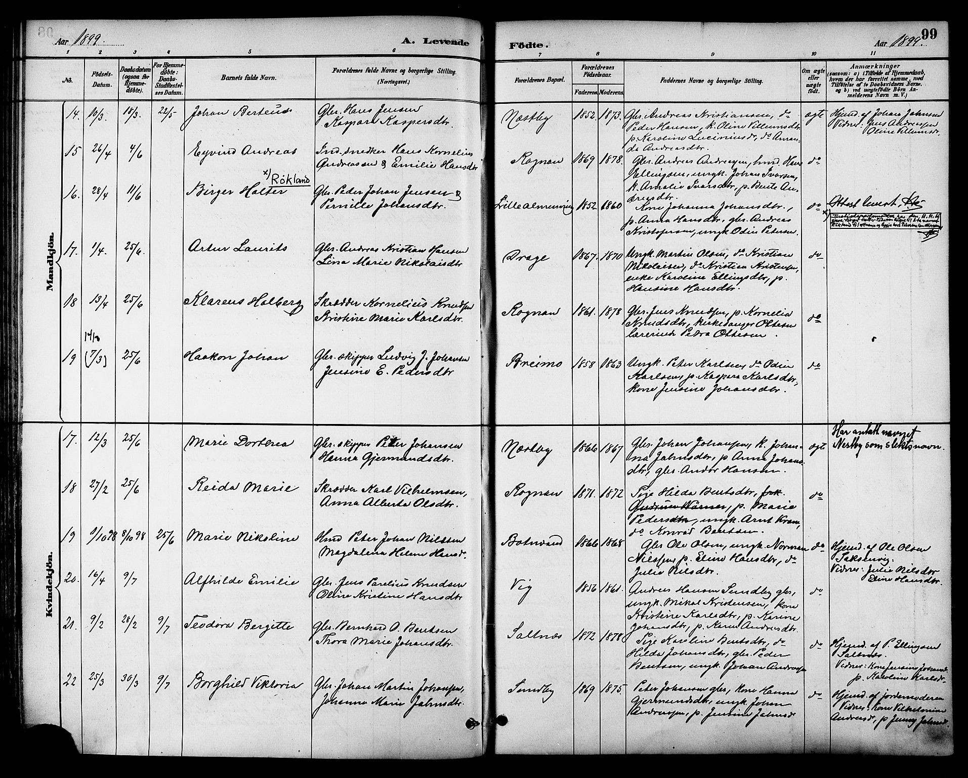 Ministerialprotokoller, klokkerbøker og fødselsregistre - Nordland, AV/SAT-A-1459/847/L0669: Ministerialbok nr. 847A09, 1887-1901, s. 99