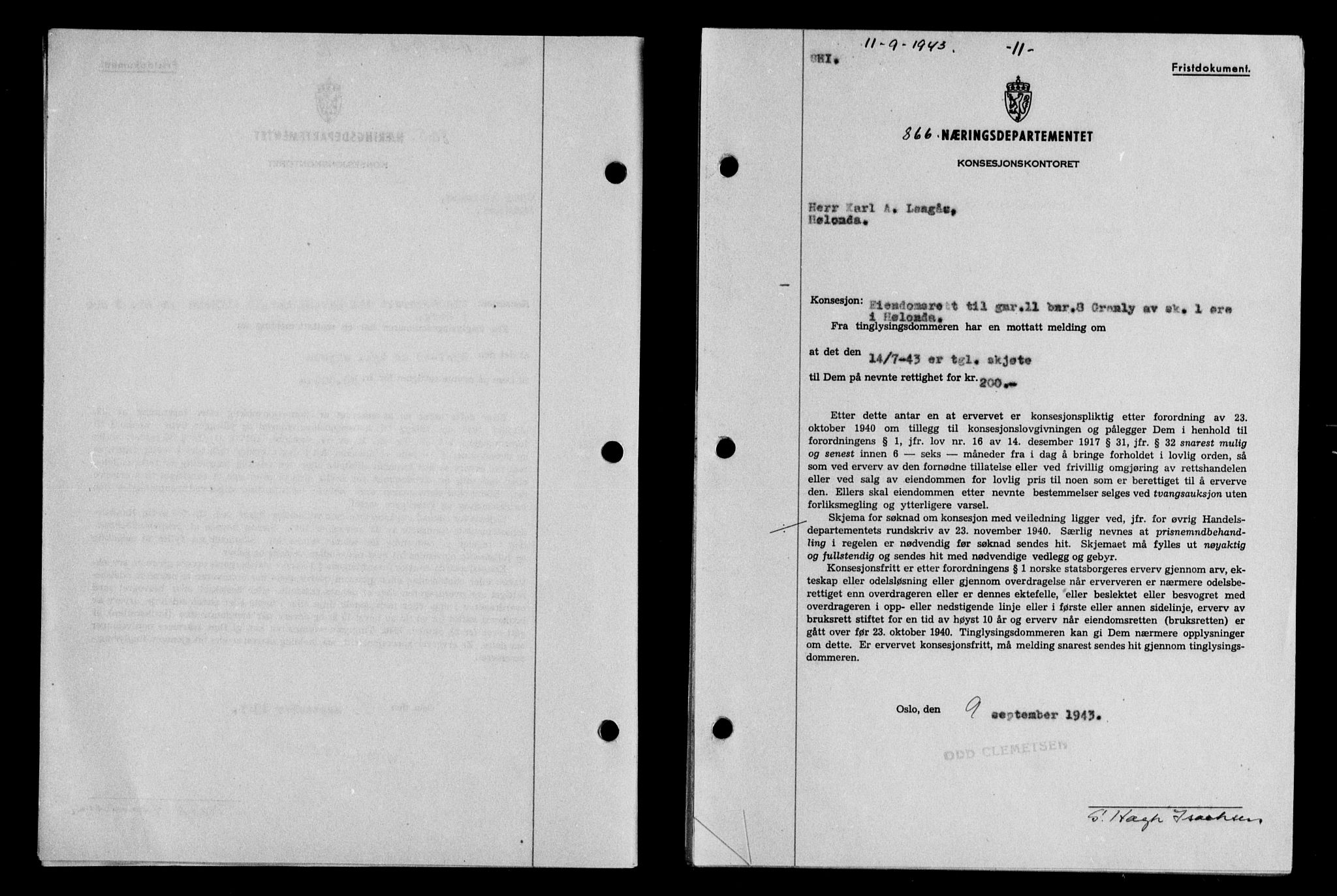 Gauldal sorenskriveri, SAT/A-0014/1/2/2C/L0057: Pantebok nr. 62, 1943-1944, Dagboknr: 866/1943