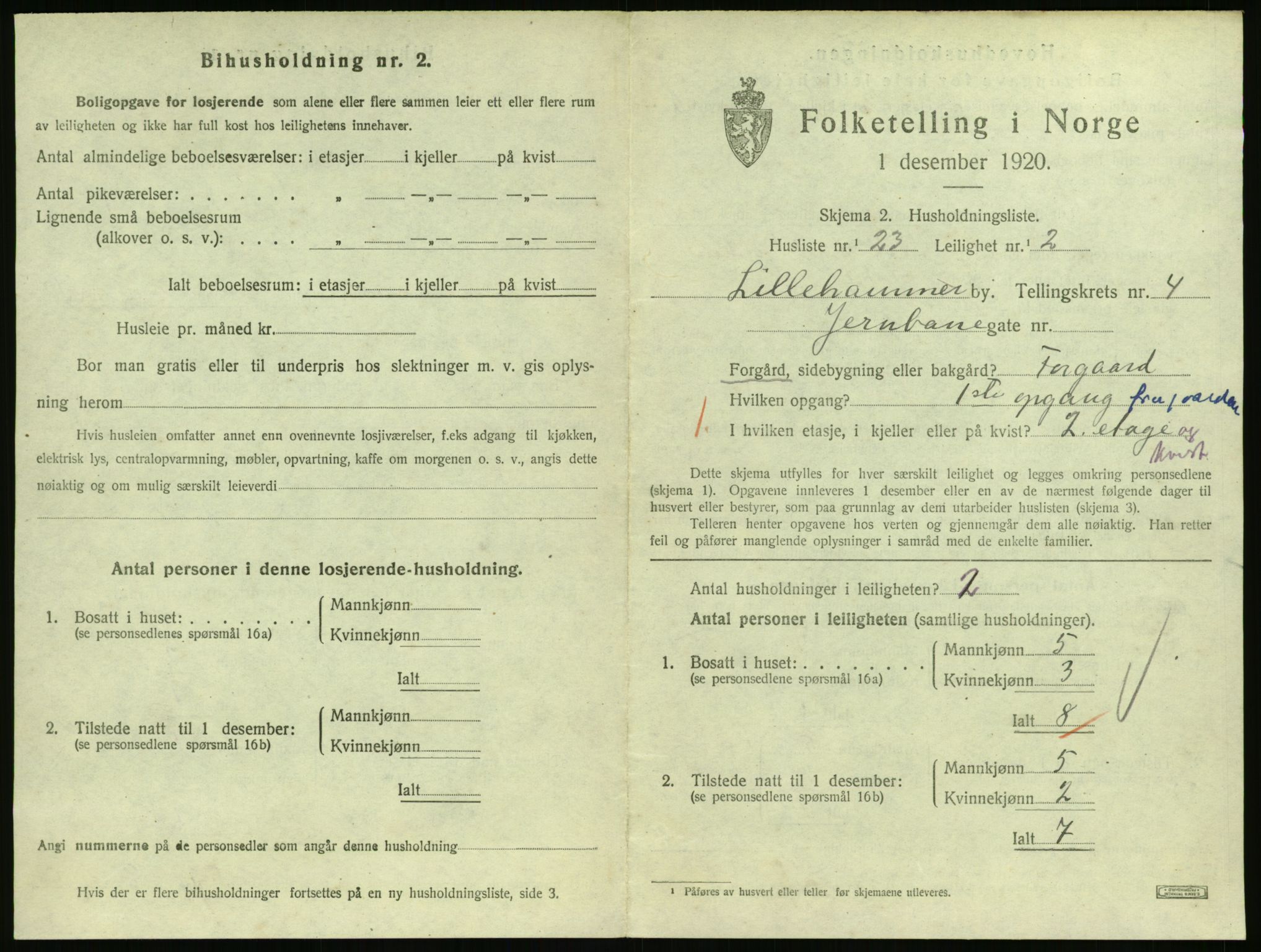 SAH, Folketelling 1920 for 0501 Lillehammer kjøpstad, 1920, s. 2022