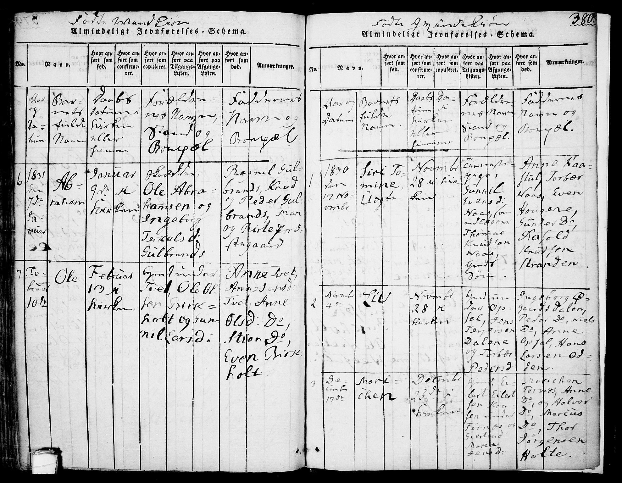 Drangedal kirkebøker, AV/SAKO-A-258/F/Fa/L0005: Ministerialbok nr. 5 /1, 1814-1831, s. 380