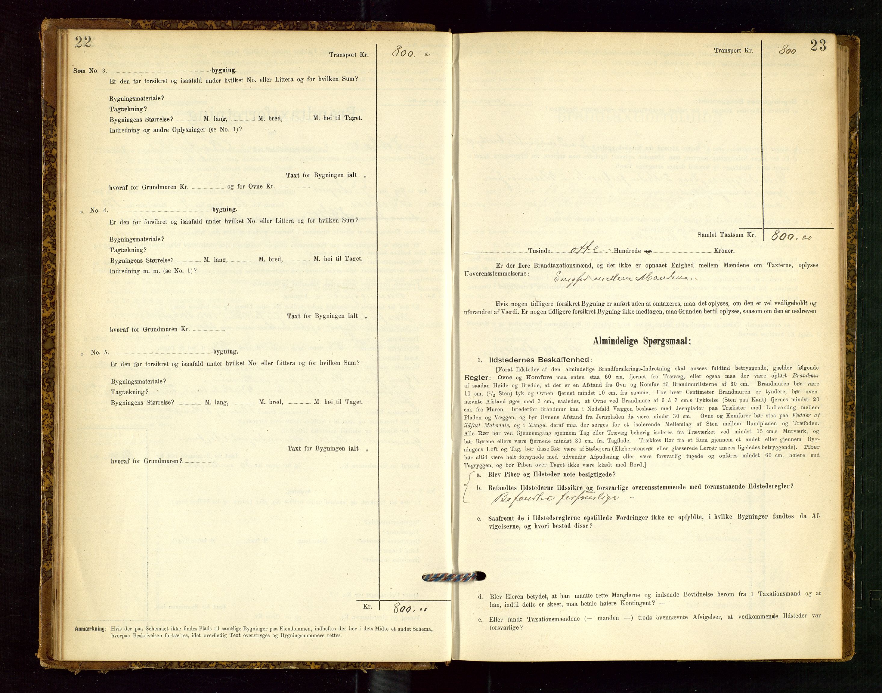 Jelsa lensmannskontor, SAST/A-100360/Gob/L0001: "Brandtaxationsprotocol", 1895-1918, s. 22-23