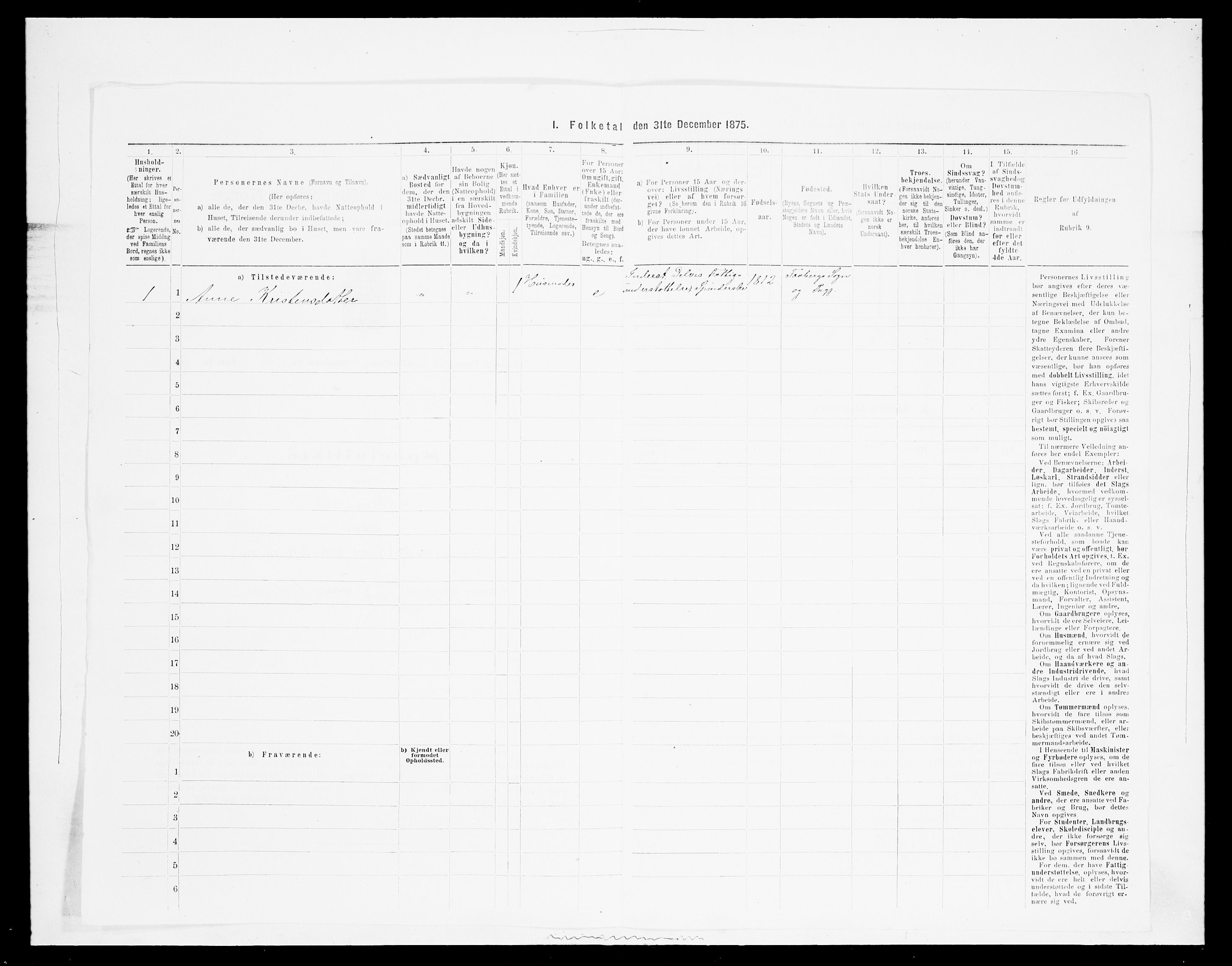 SAH, Folketelling 1875 for 0524L Fåberg prestegjeld, Fåberg sokn og Lillehammer landsokn, 1875, s. 830