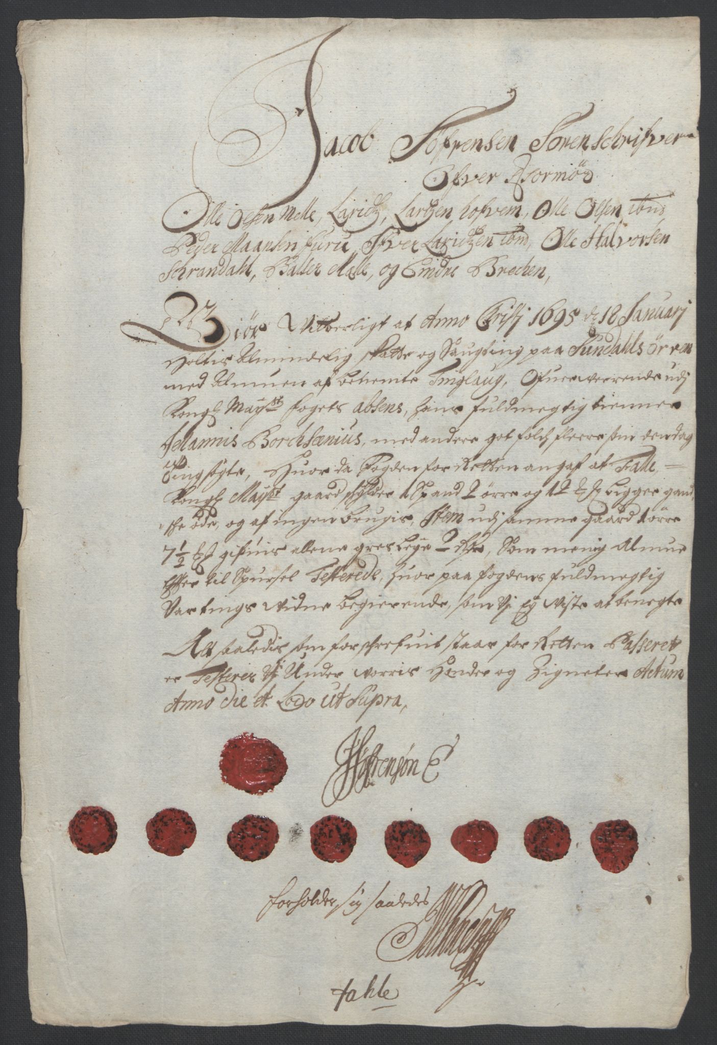 Rentekammeret inntil 1814, Reviderte regnskaper, Fogderegnskap, AV/RA-EA-4092/R56/L3736: Fogderegnskap Nordmøre, 1694-1696, s. 118