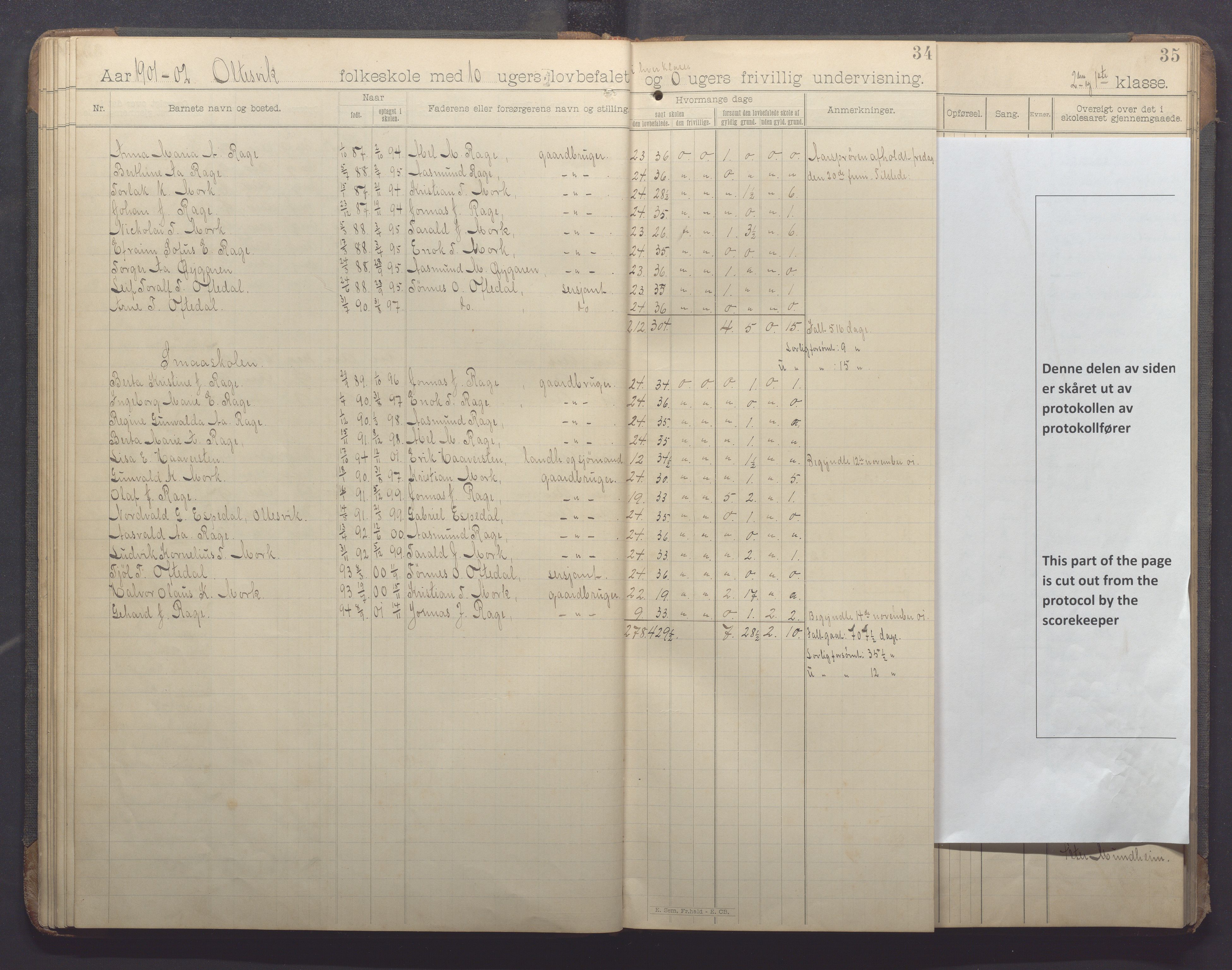 Høle kommune - Oltesvik skole, IKAR/K-100031/H/L0001: Skoleprotokoll, 1894-1915, s. 34