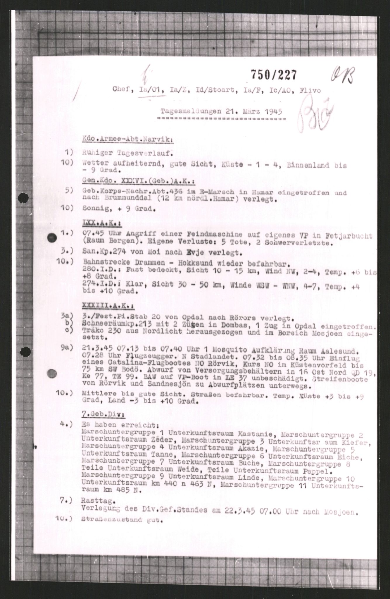 Forsvarets Overkommando. 2 kontor. Arkiv 11.4. Spredte tyske arkivsaker, AV/RA-RAFA-7031/D/Dar/Dara/L0008: Krigsdagbøker for 20. Gebirgs-Armee-Oberkommando (AOK 20), 1945, s. 585