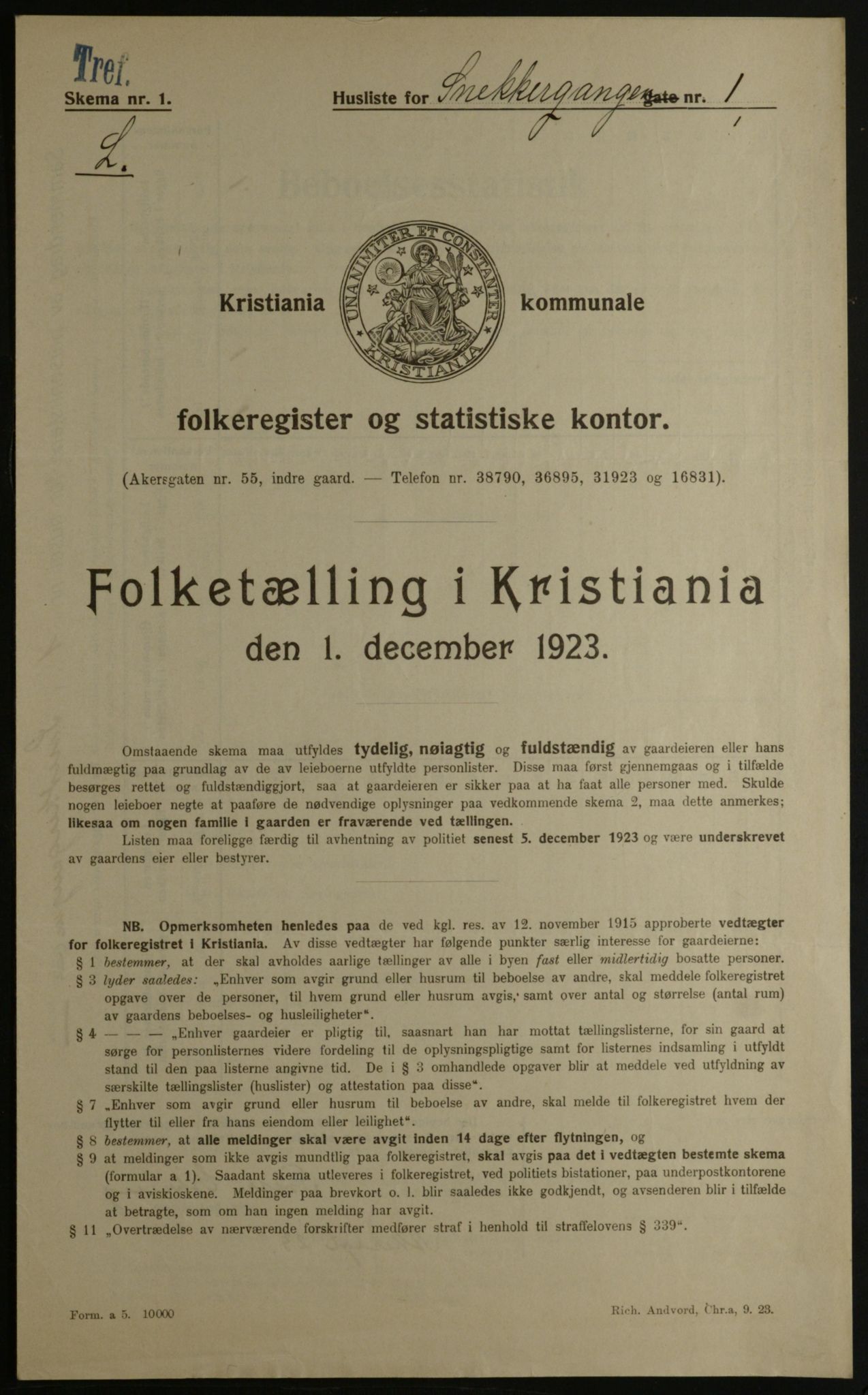 OBA, Kommunal folketelling 1.12.1923 for Kristiania, 1923, s. 108040