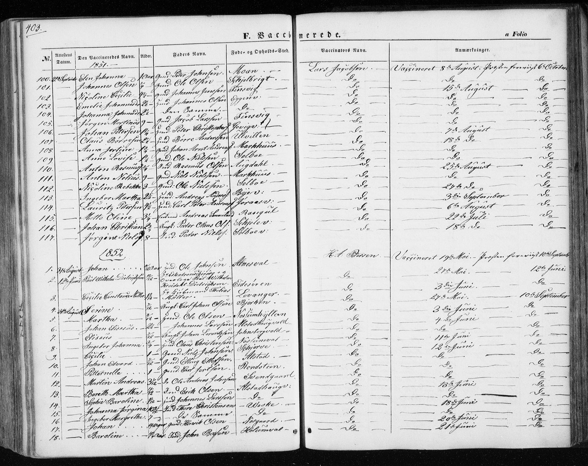 Ministerialprotokoller, klokkerbøker og fødselsregistre - Nord-Trøndelag, SAT/A-1458/717/L0154: Ministerialbok nr. 717A07 /1, 1850-1862, s. 403
