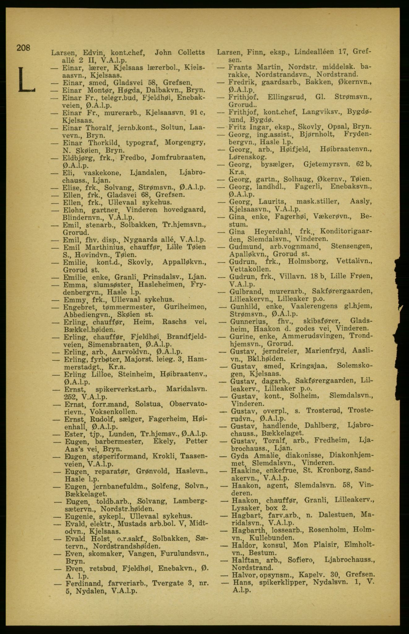 Aker adressebok/adressekalender, PUBL/001/A/003: Akers adressekalender, 1924-1925, s. 208