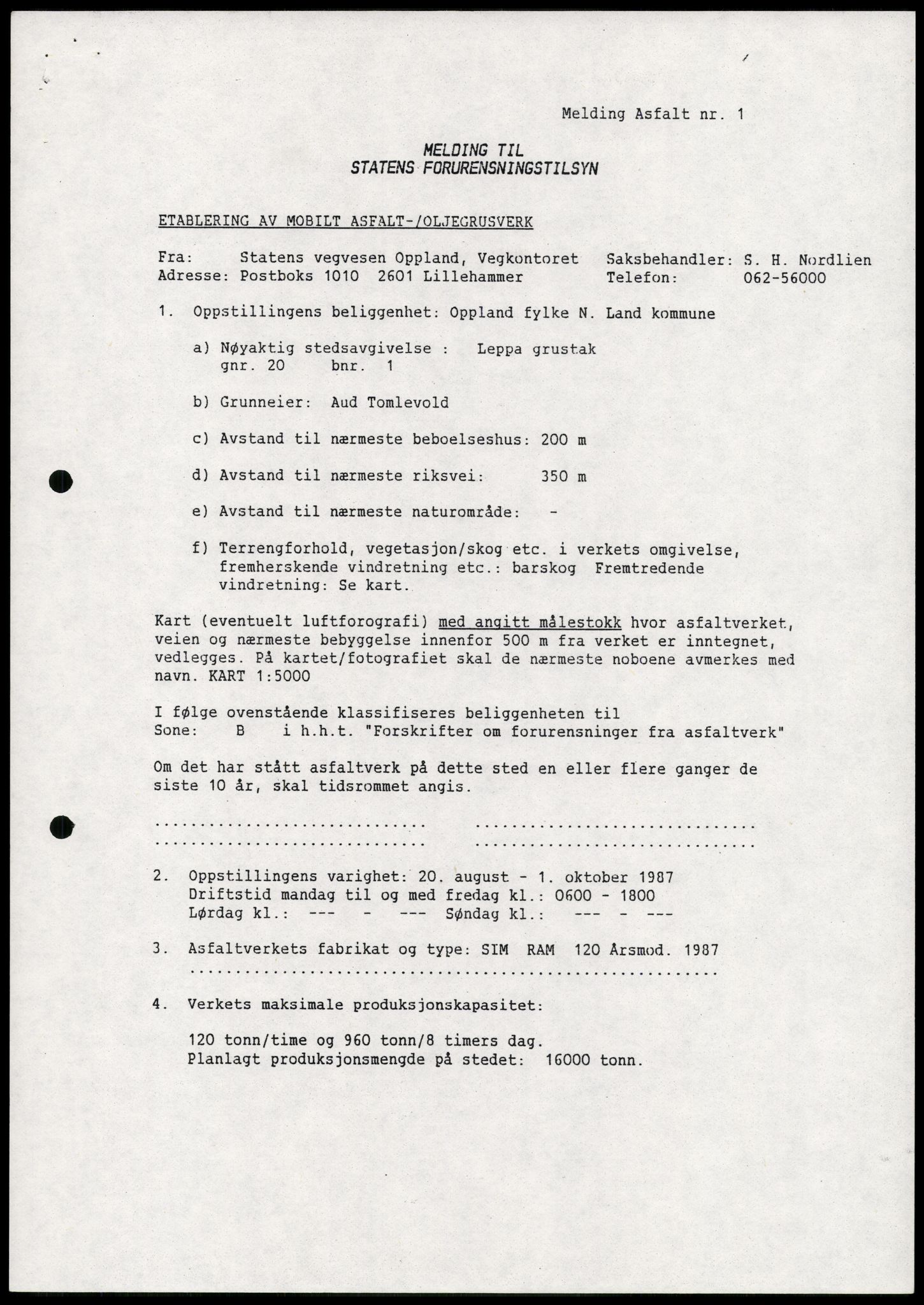 Statens forurensningstilsyn, hovedkontoret, AV/RA-S-4136/1/D/Da/L0493: Konsesjonssaker, 1985-1993, s. 191