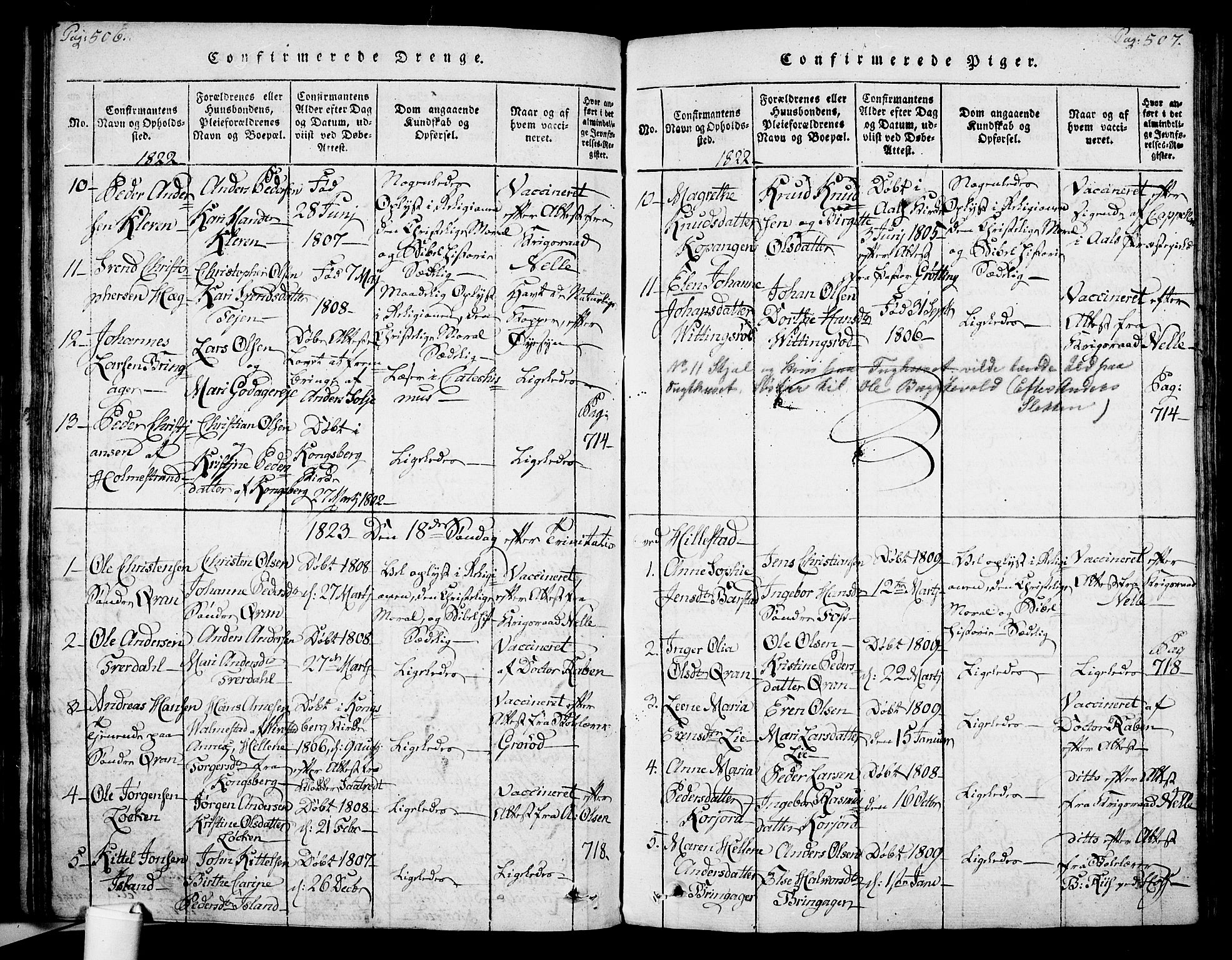 Botne kirkebøker, AV/SAKO-A-340/F/Fa/L0005: Ministerialbok nr. I 5, 1814-1836, s. 506-507
