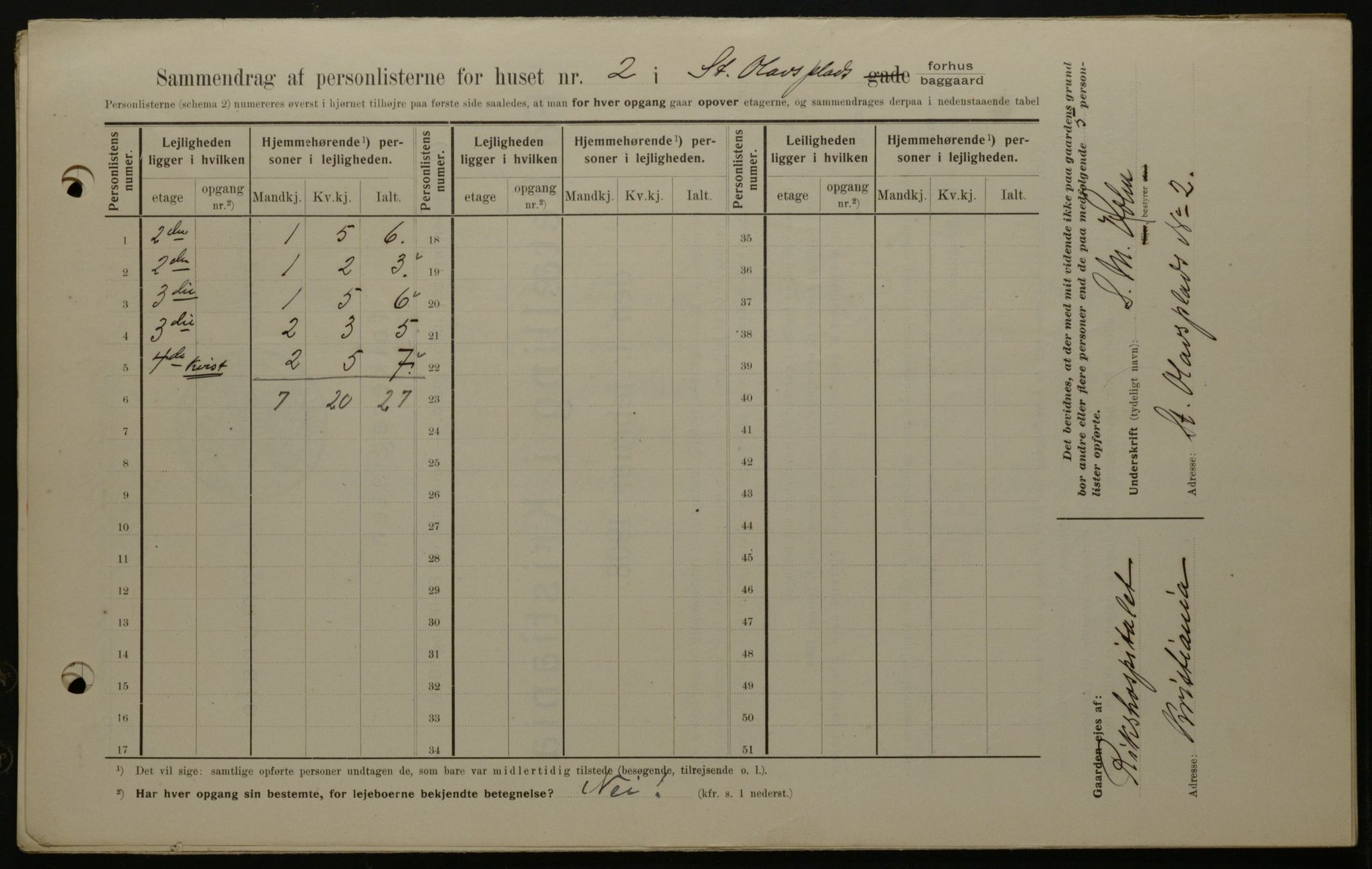 OBA, Kommunal folketelling 1.2.1908 for Kristiania kjøpstad, 1908, s. 79626