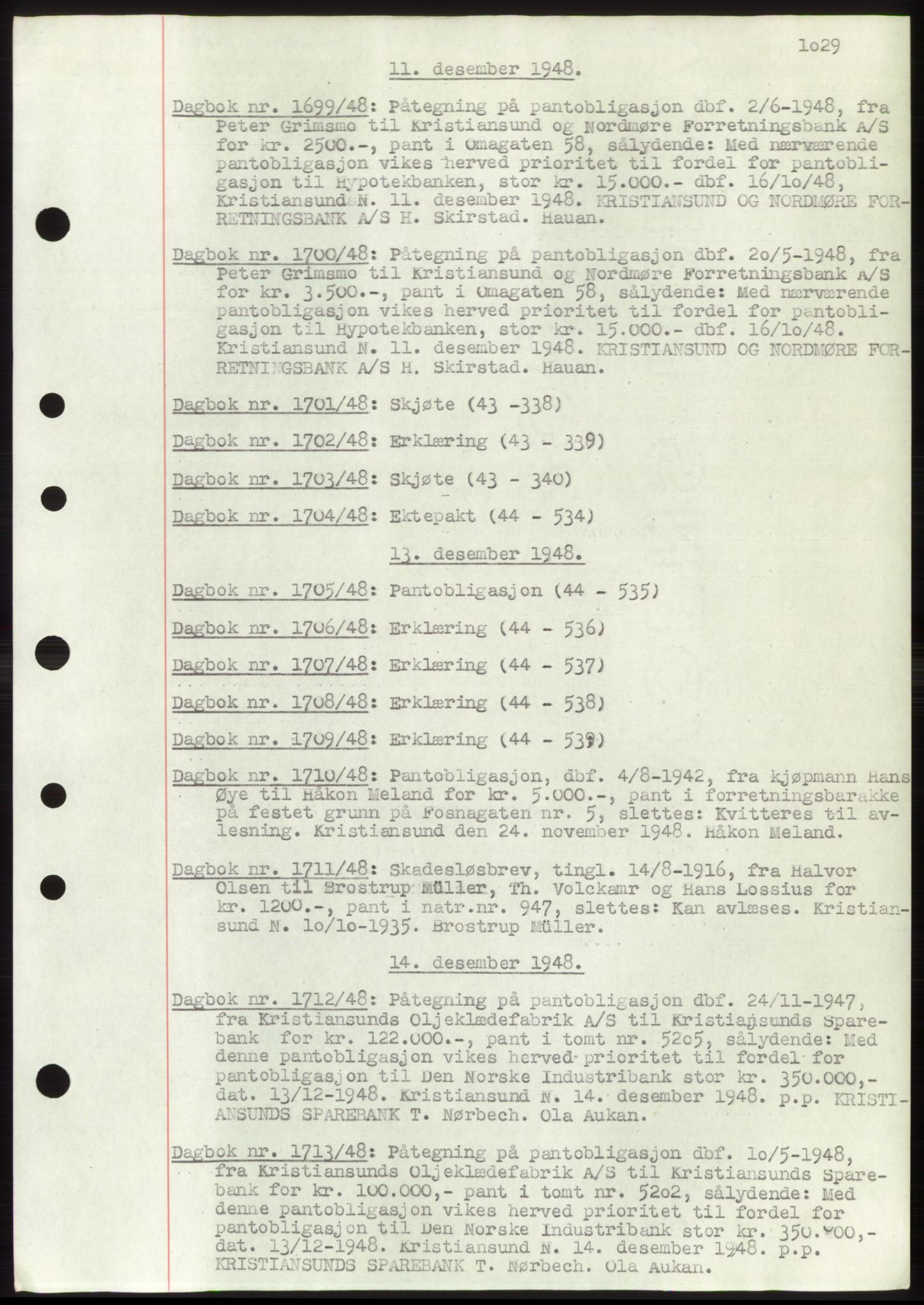 Kristiansund byfogd, AV/SAT-A-4587/A/27: Pantebok nr. 32b, 1945-1950, Dagboknr: 1703/1948