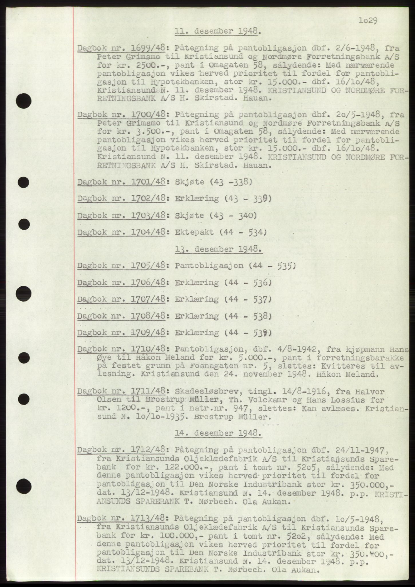 Kristiansund byfogd, SAT/A-4587/A/27: Pantebok nr. 32b, 1945-1950, Dagboknr: 1703/1948