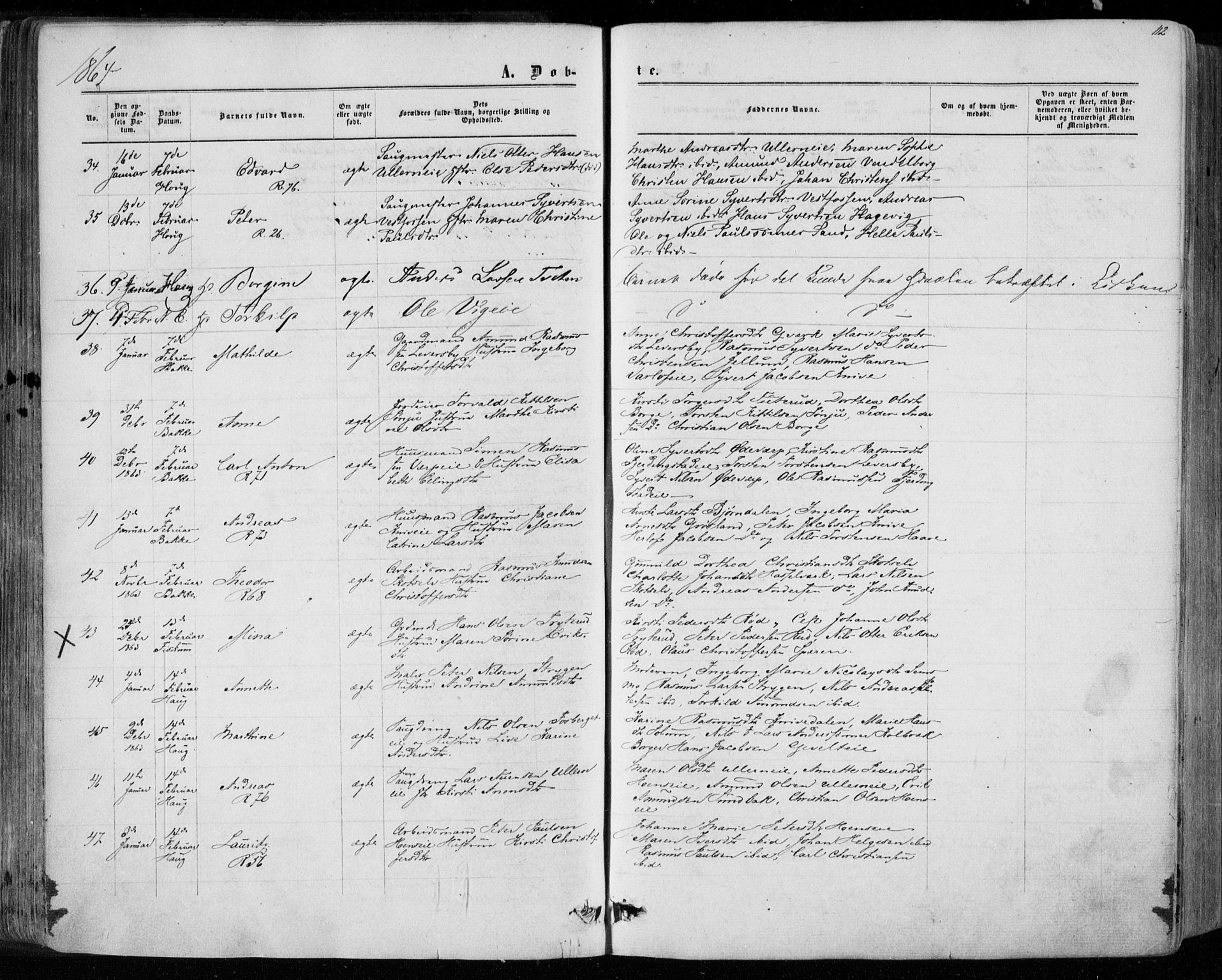 Eiker kirkebøker, AV/SAKO-A-4/F/Fa/L0016: Ministerialbok nr. I 16, 1860-1868, s. 112