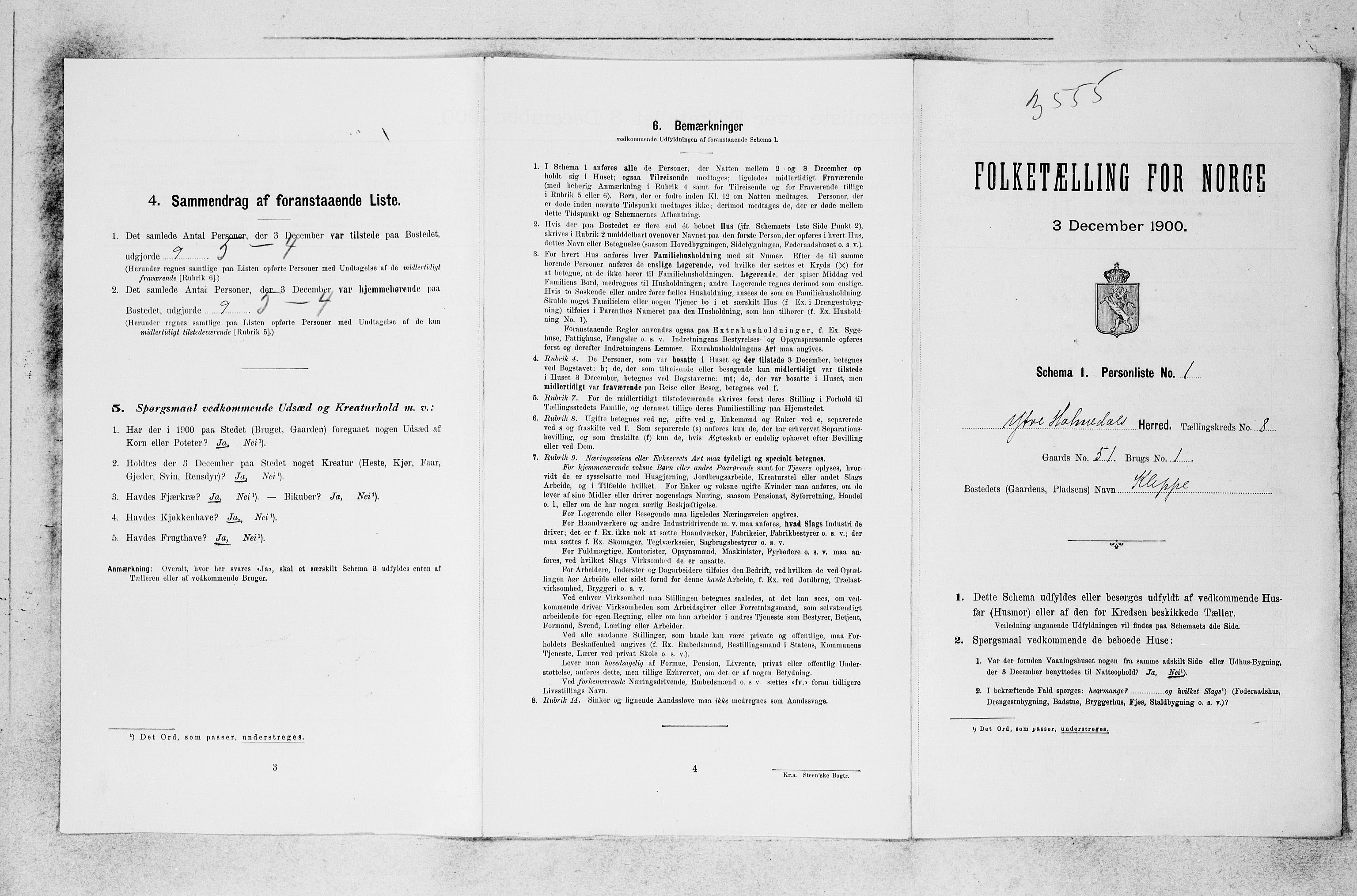 SAB, Folketelling 1900 for 1429 Ytre Holmedal herred, 1900, s. 597