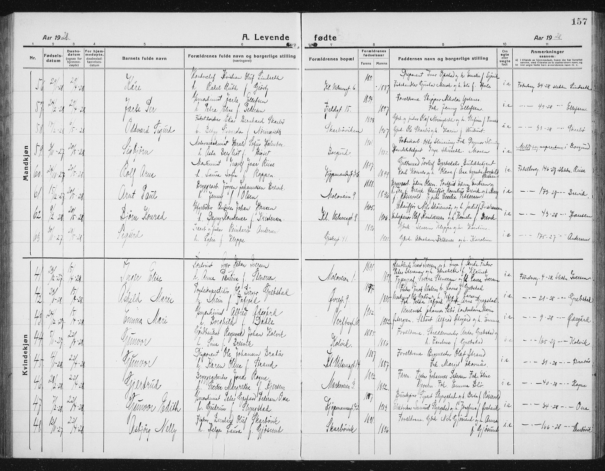 Ministerialprotokoller, klokkerbøker og fødselsregistre - Møre og Romsdal, SAT/A-1454/529/L0475: Klokkerbok nr. 529C12, 1921-1934, s. 157