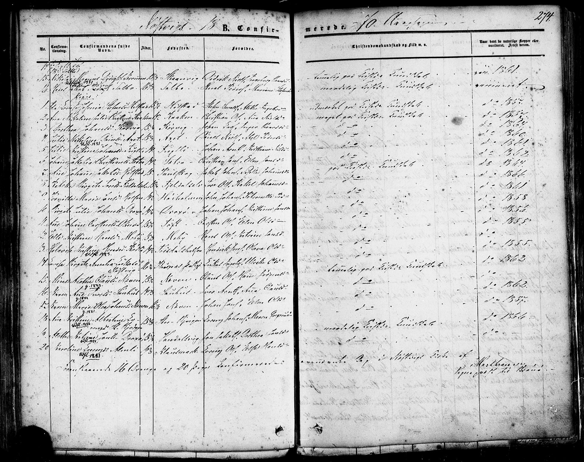 Ministerialprotokoller, klokkerbøker og fødselsregistre - Nordland, AV/SAT-A-1459/814/L0224: Ministerialbok nr. 814A05, 1834-1874, s. 274