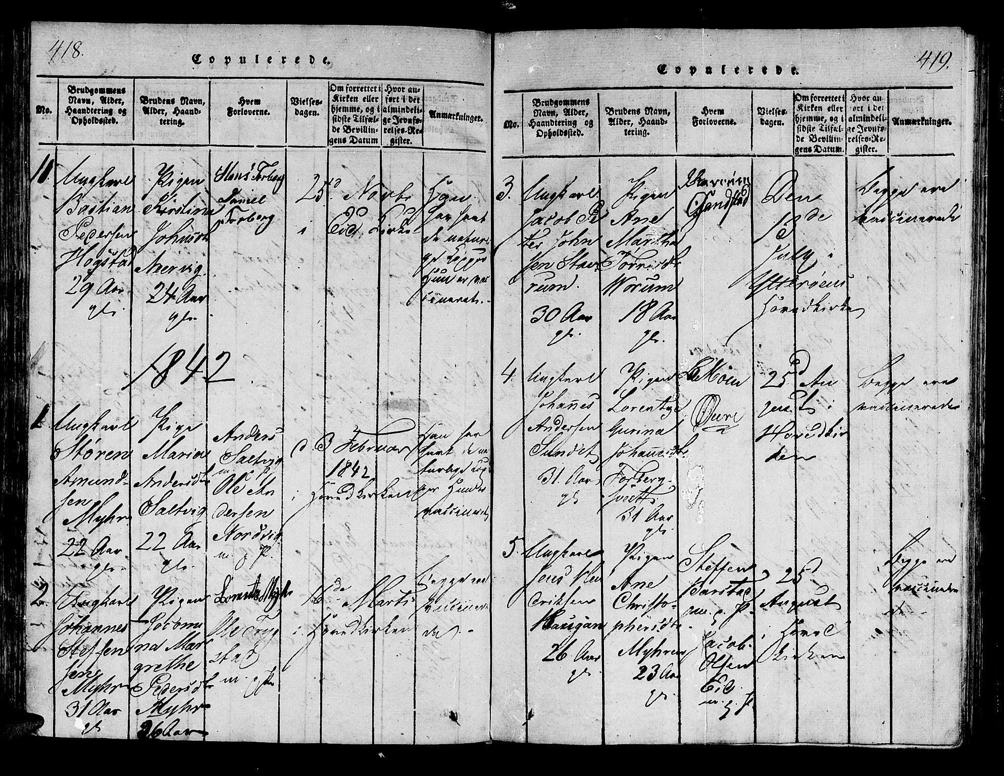 Ministerialprotokoller, klokkerbøker og fødselsregistre - Nord-Trøndelag, SAT/A-1458/722/L0217: Ministerialbok nr. 722A04, 1817-1842, s. 418-419