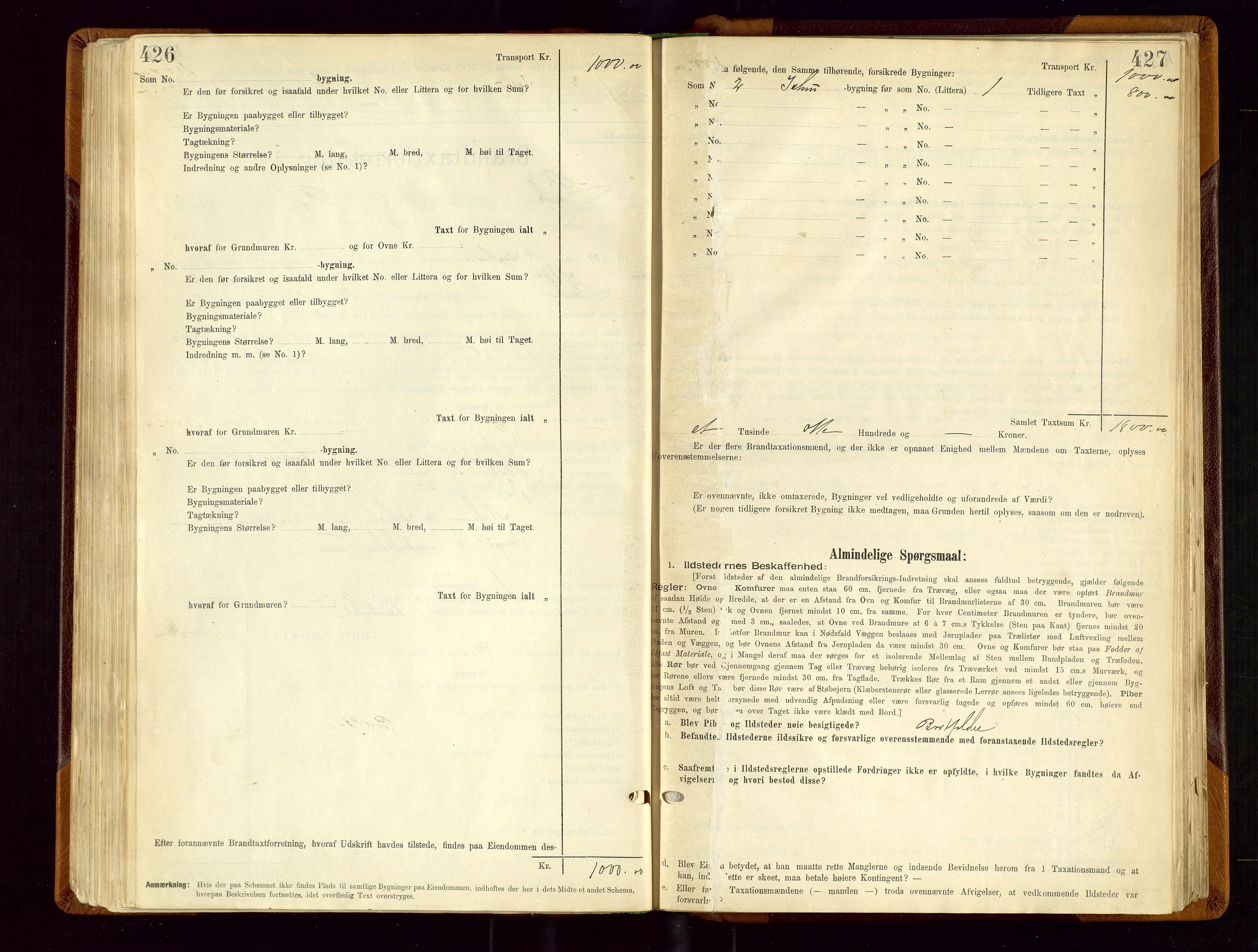 Sauda lensmannskontor, SAST/A-100177/Gob/L0001: Branntakstprotokoll - skjematakst, 1894-1914, s. 426-427