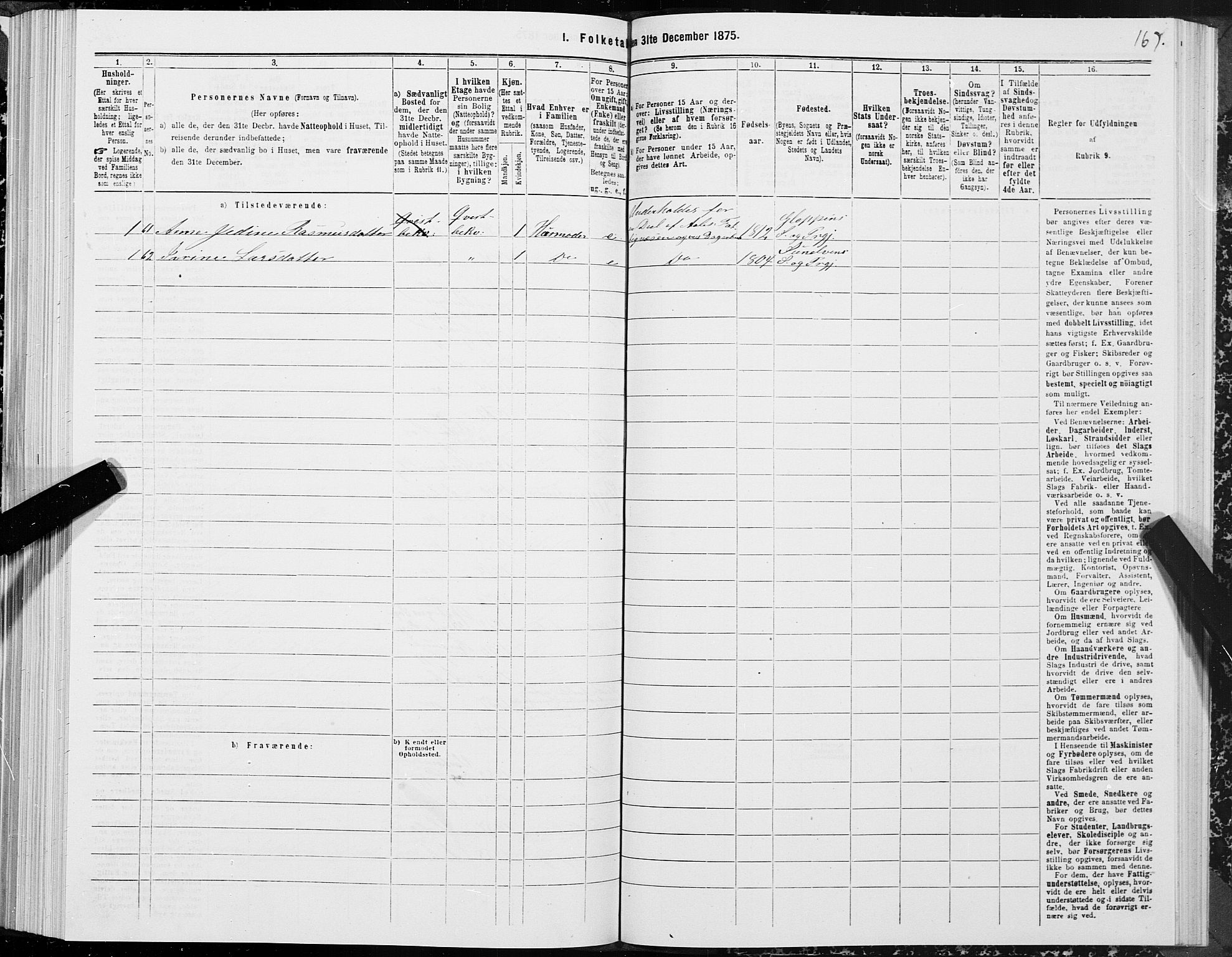 SAT, Folketelling 1875 for 1501P Ålesund prestegjeld, 1875, s. 1167