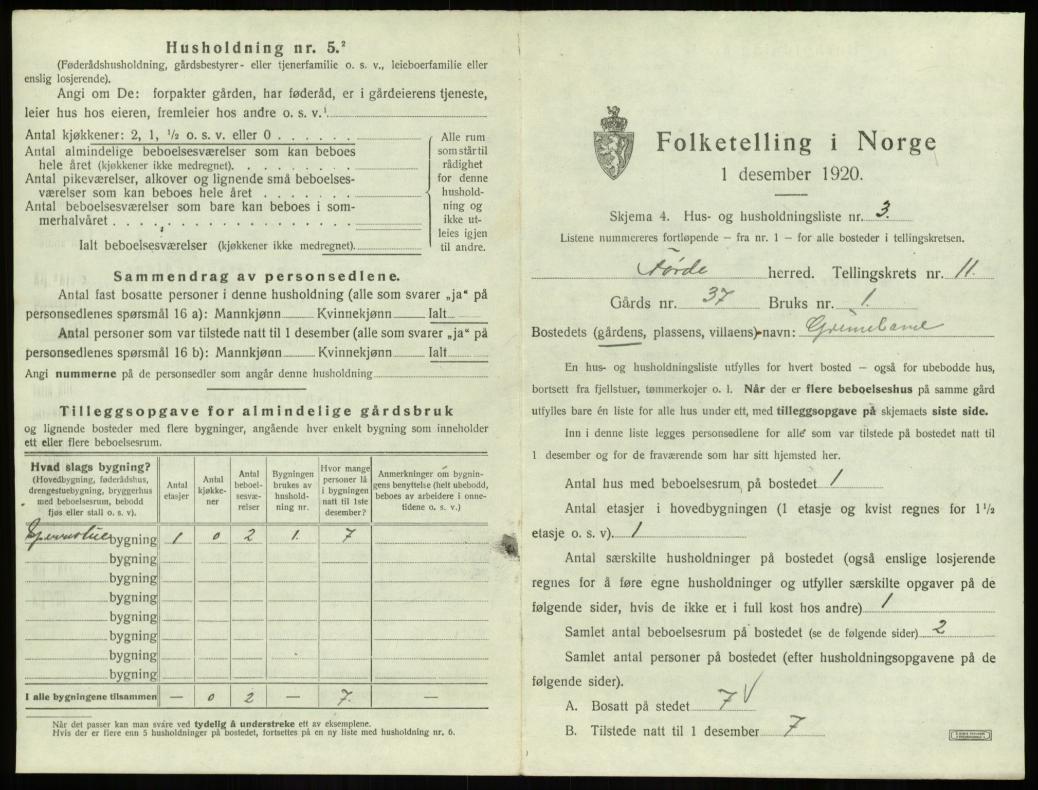 SAB, Folketelling 1920 for 1432 Førde herred, 1920, s. 581