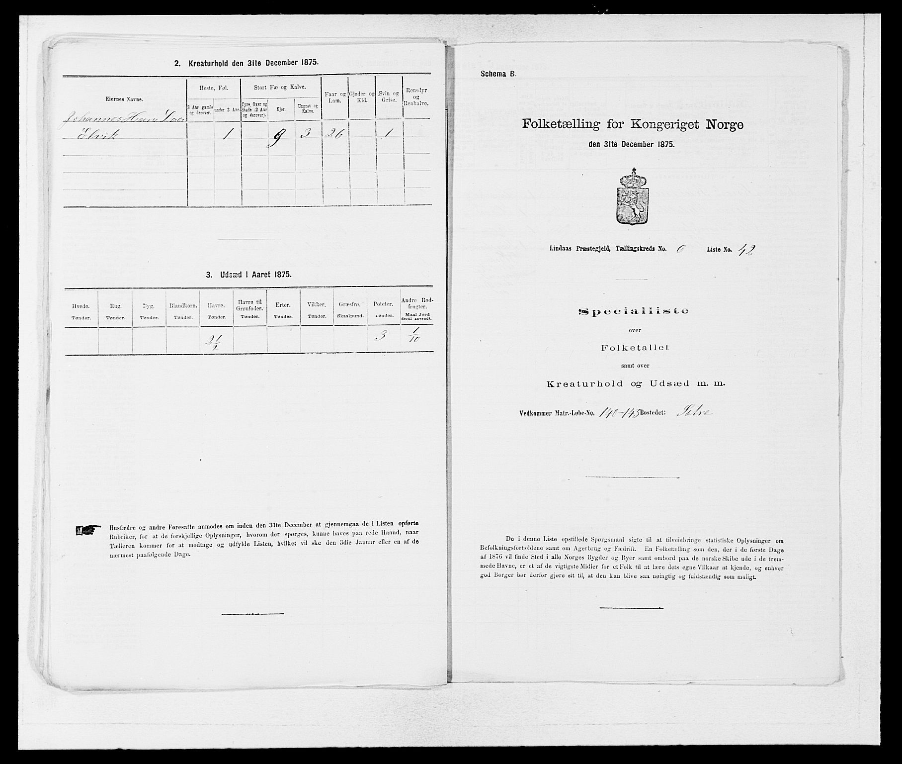 SAB, Folketelling 1875 for 1263P Lindås prestegjeld, 1875, s. 537