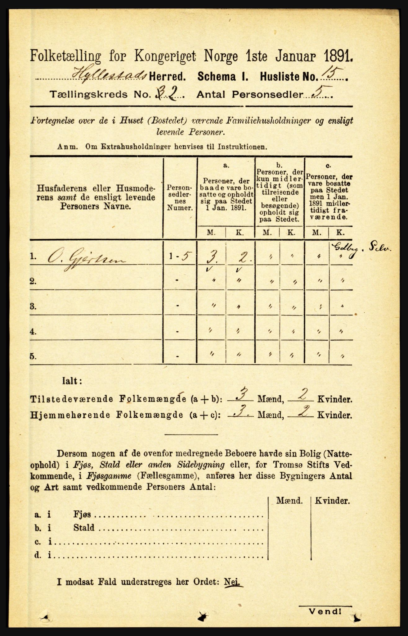 RA, Folketelling 1891 for 1413 Hyllestad herred, 1891, s. 135