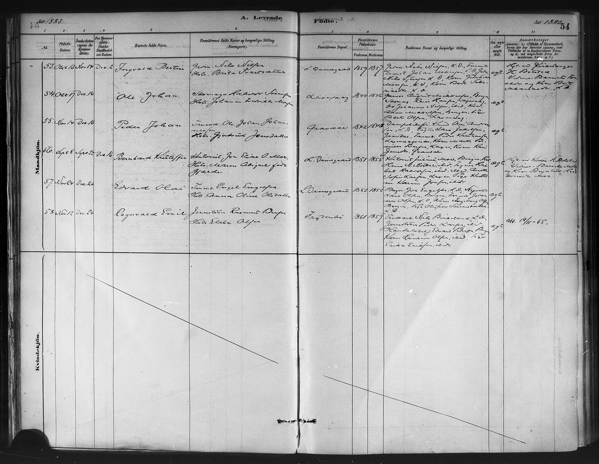Askøy Sokneprestembete, AV/SAB-A-74101/H/Ha/Haa/Haae/L0002: Ministerialbok nr. E 2, 1878-1891, s. 54