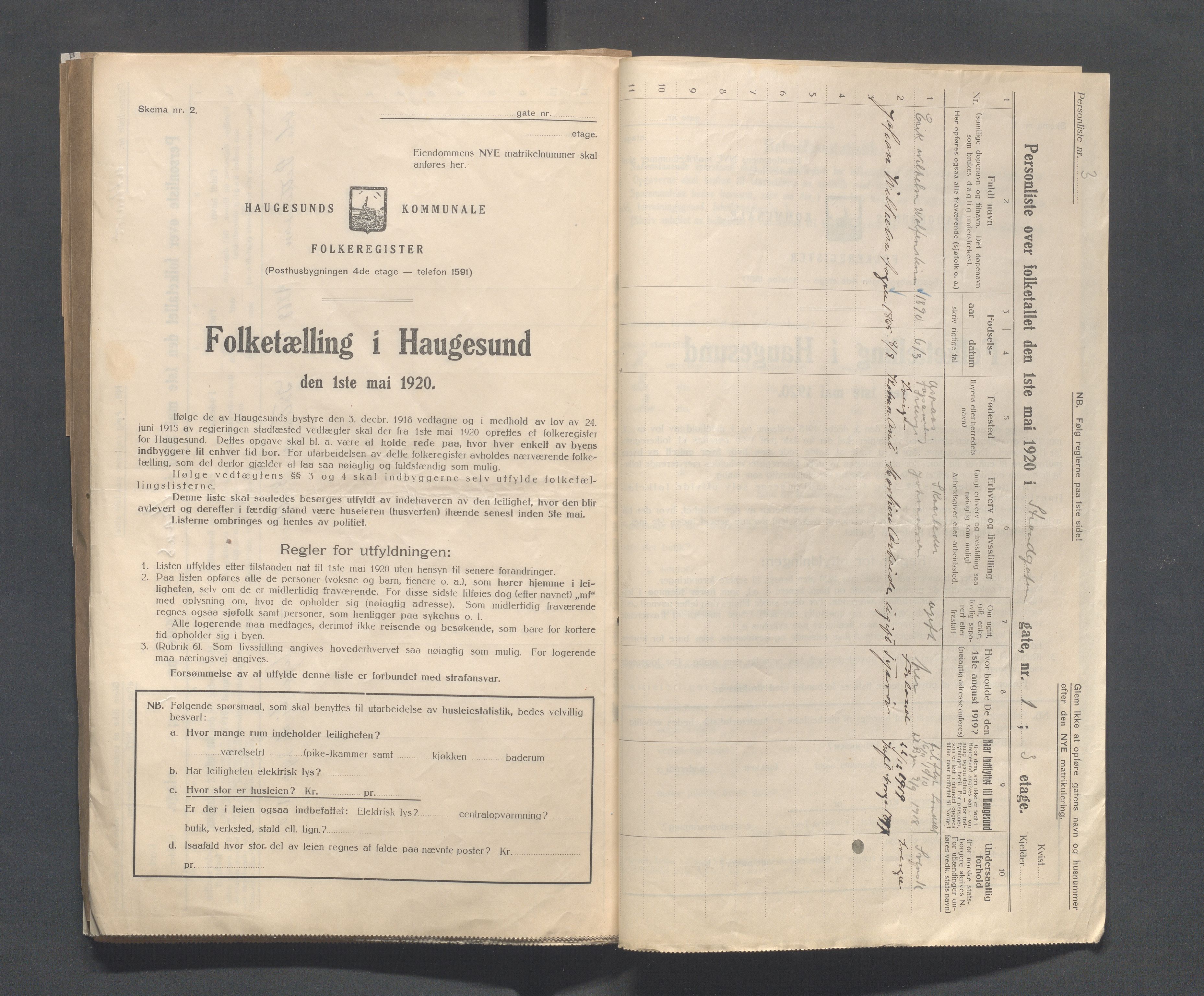 IKAR, Kommunal folketelling 1.5.1920 for Haugesund, 1920, s. 4098