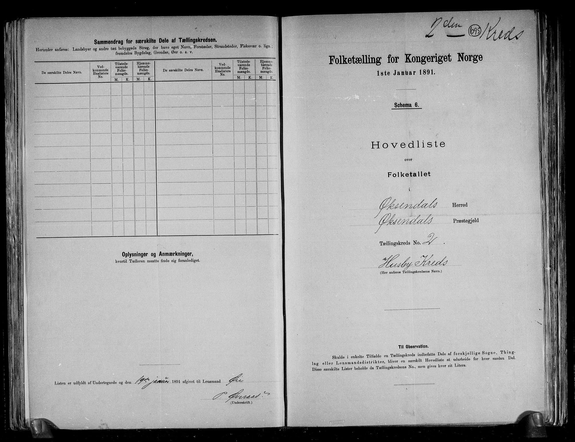 RA, Folketelling 1891 for 1561 Øksendal herred, 1891, s. 6