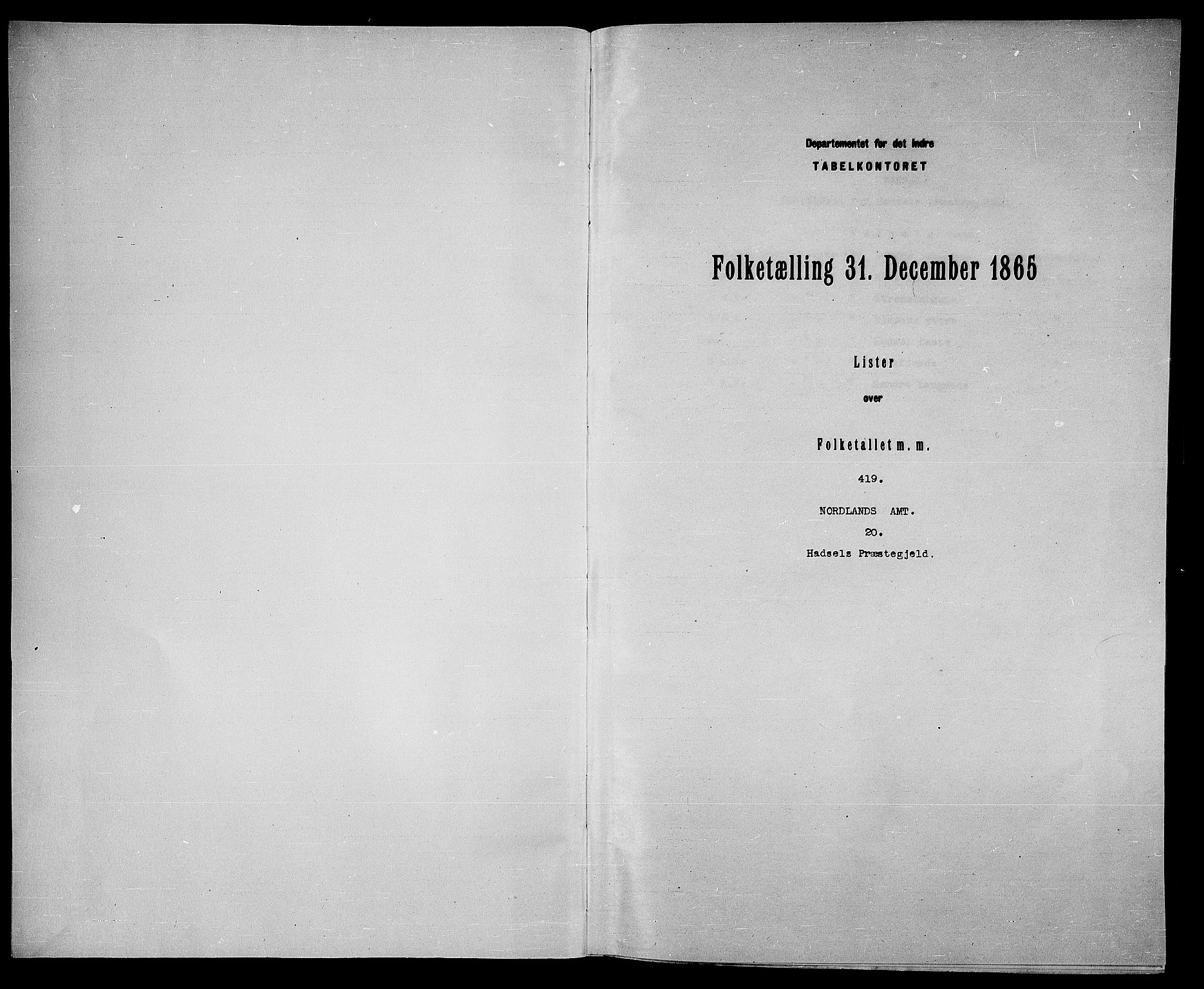 RA, Folketelling 1865 for 1866P Hadsel prestegjeld, 1865, s. 3