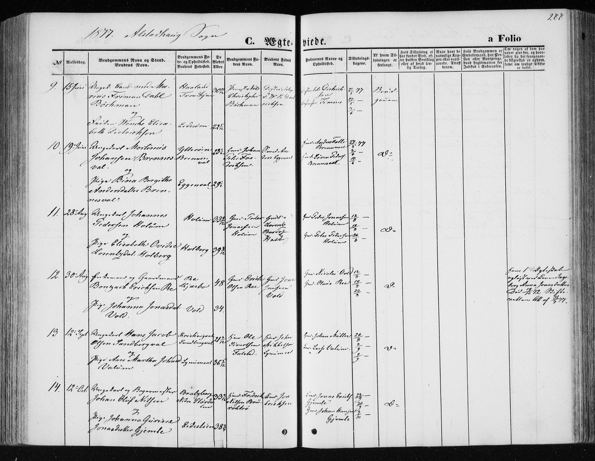 Ministerialprotokoller, klokkerbøker og fødselsregistre - Nord-Trøndelag, SAT/A-1458/717/L0157: Ministerialbok nr. 717A08 /1, 1863-1877, s. 288
